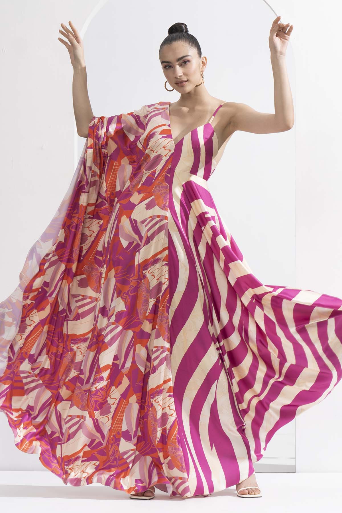 Buy Half & Half Satin Kaftan by Mandira Wirk