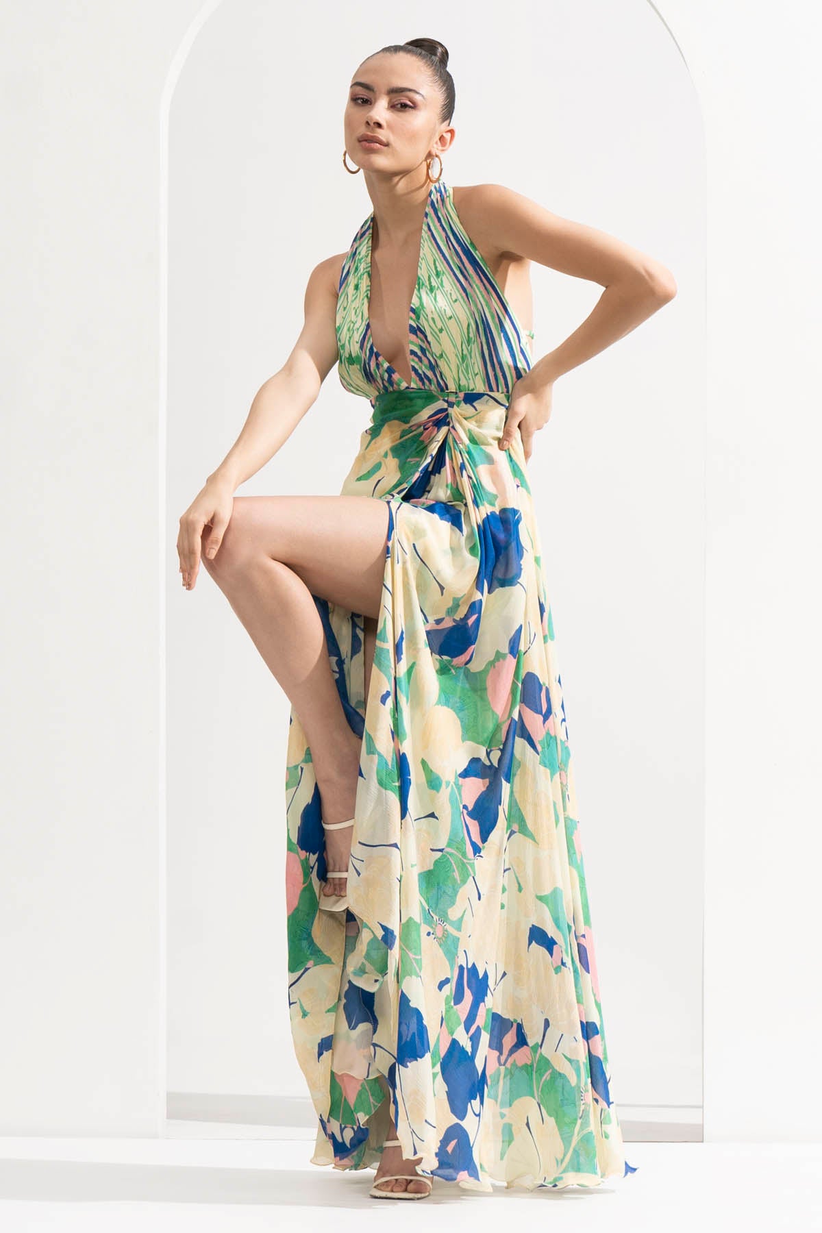 Halter Neck Chiffon Dress