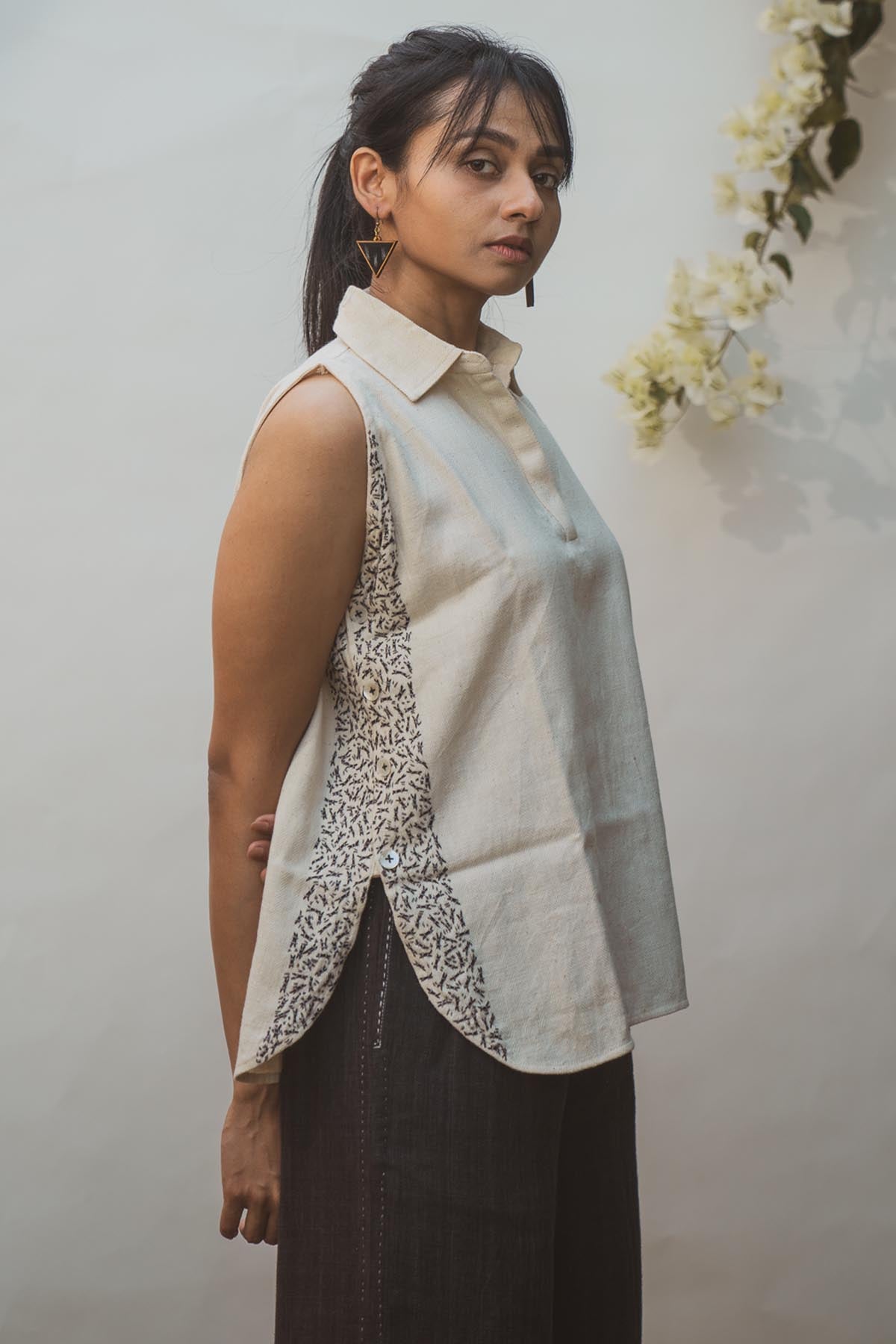 Halter Neck Top & Slit Pants Set