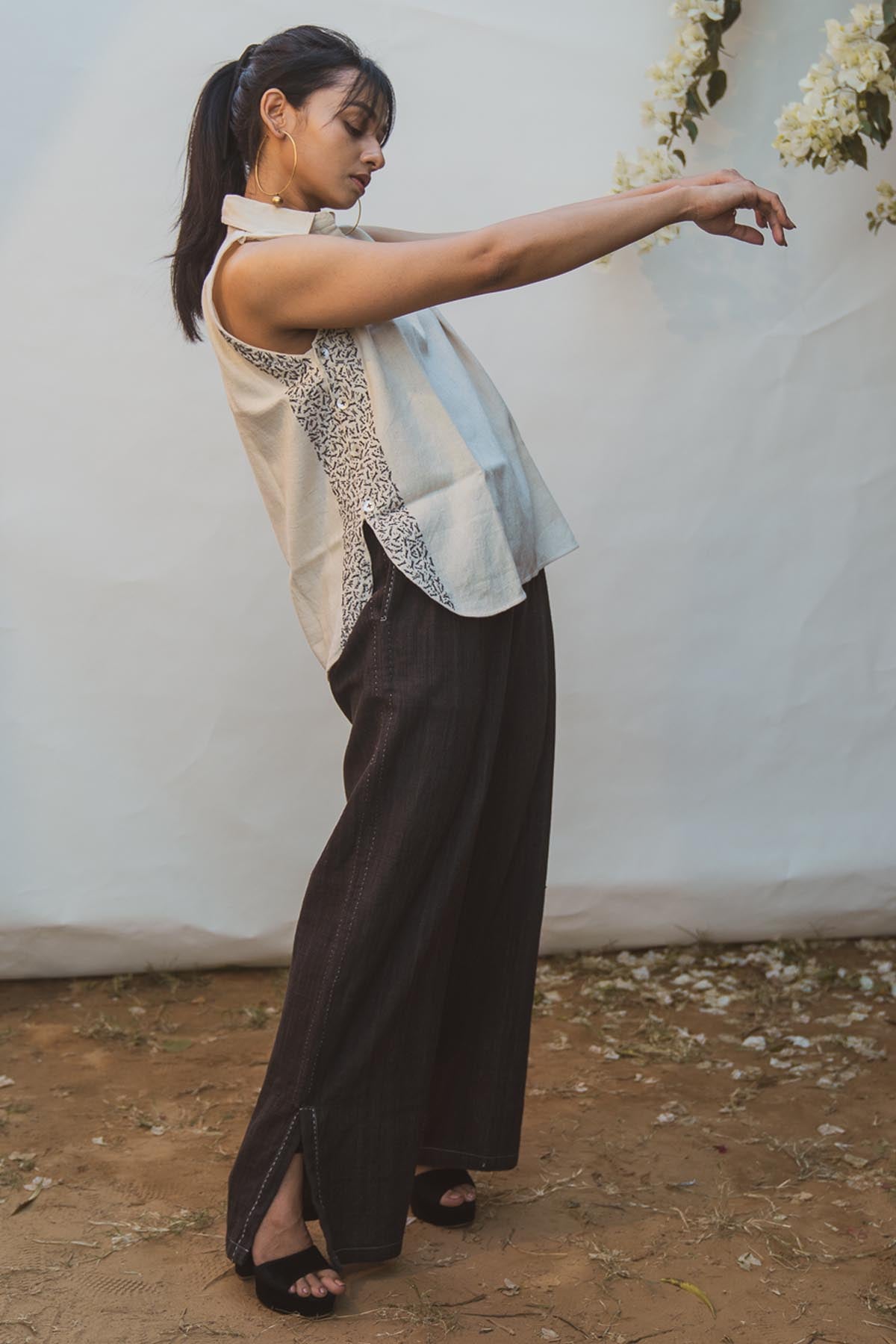 Halter Neck Top & Slit Pants Set