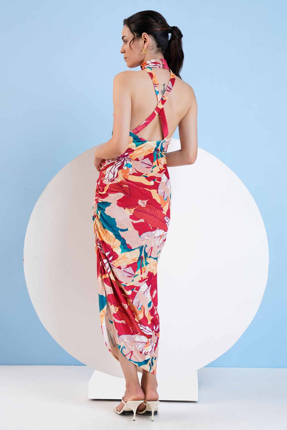 Halter Neck Velvet Fitted Dress