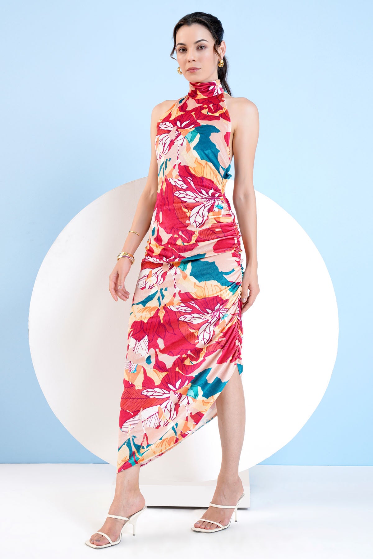 Halter Neck Velvet Fitted Dress