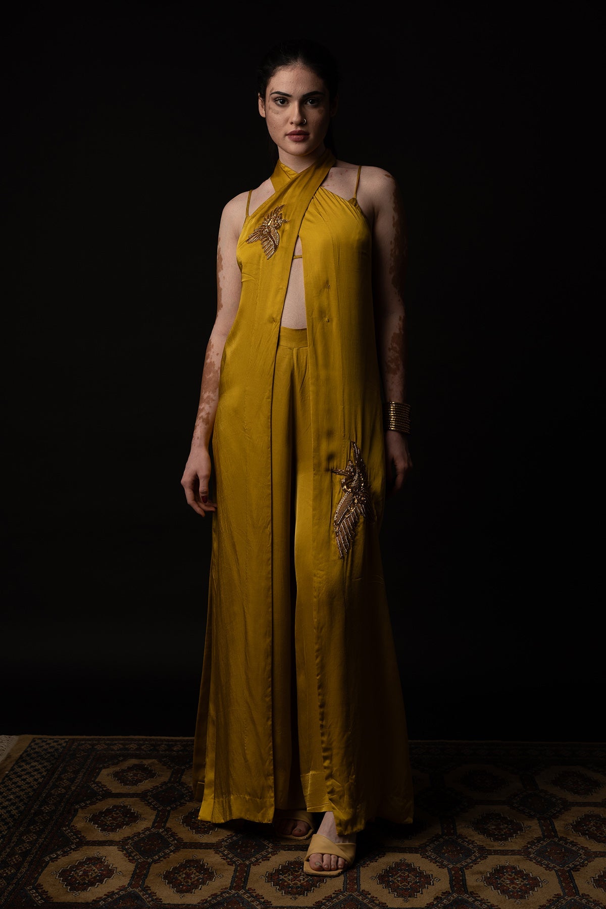 Buy Halter Neck Indo-Western Set for Women by Krishnamani Yellow / 4XL Buy Halter Neck Indo-Western Set for Women by Krishnamani Yellow / 4XL