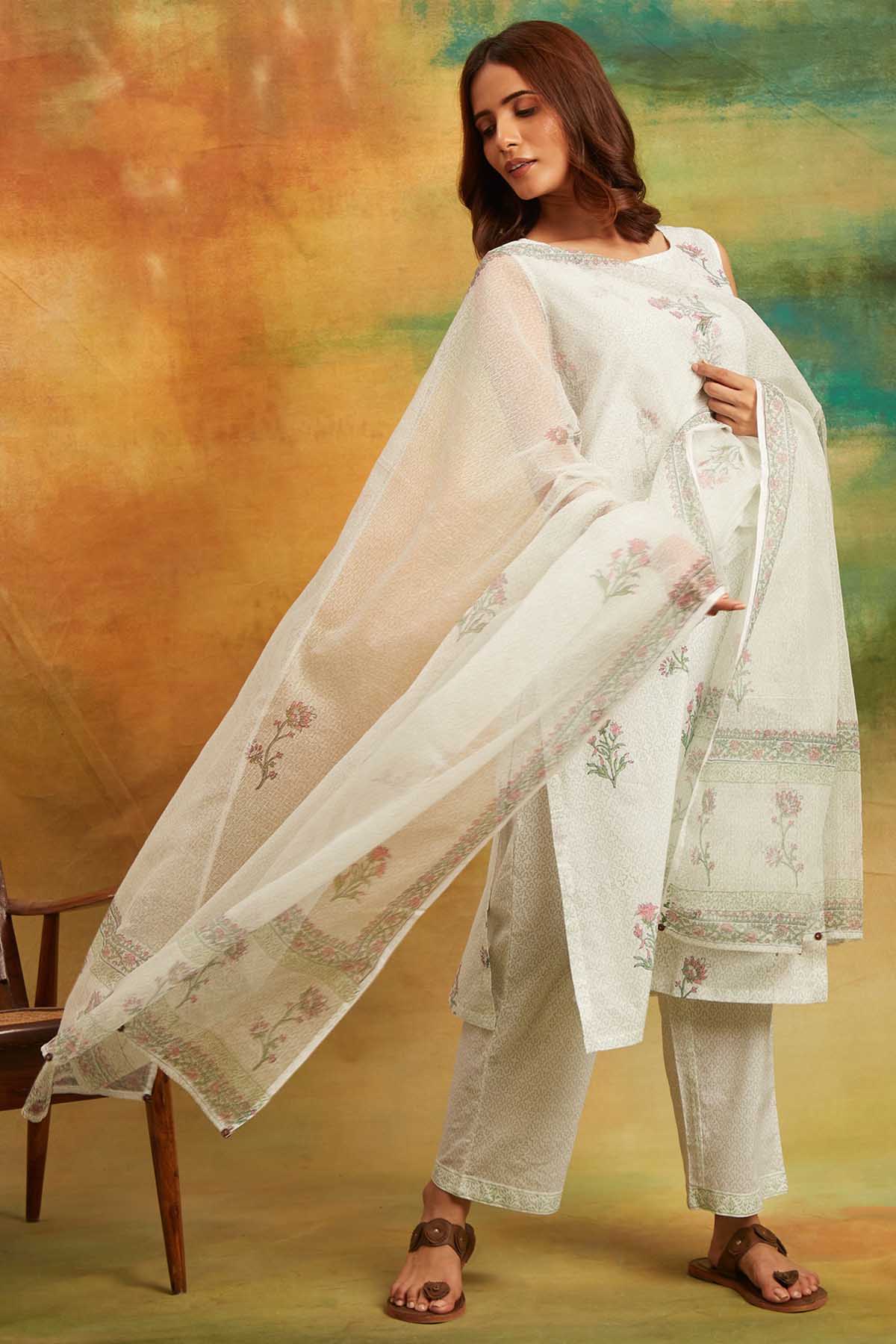 Hand Block Floral Kurta Set