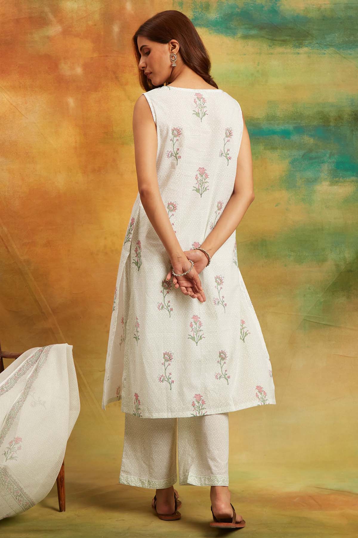 Hand Block Floral Kurta Set