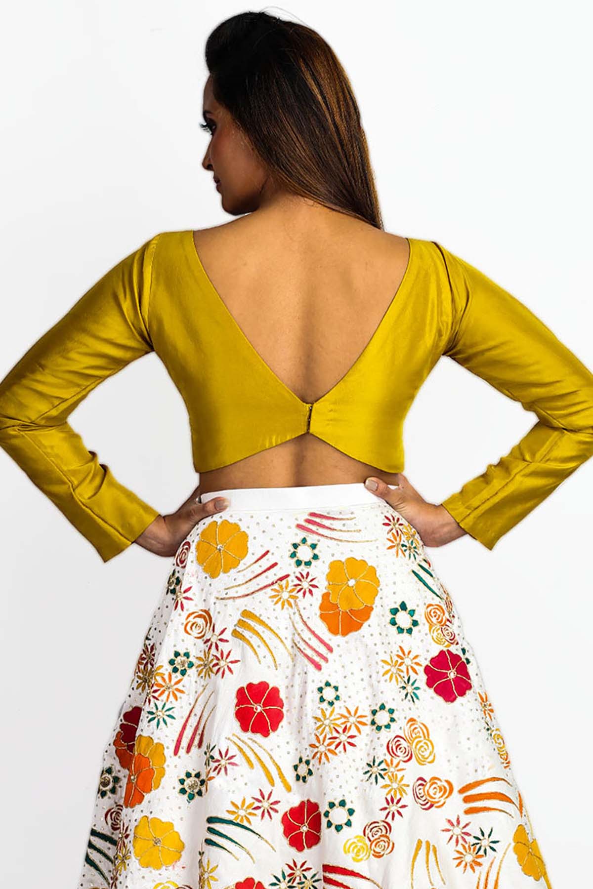 Hand Painted Floral Lehenga Set