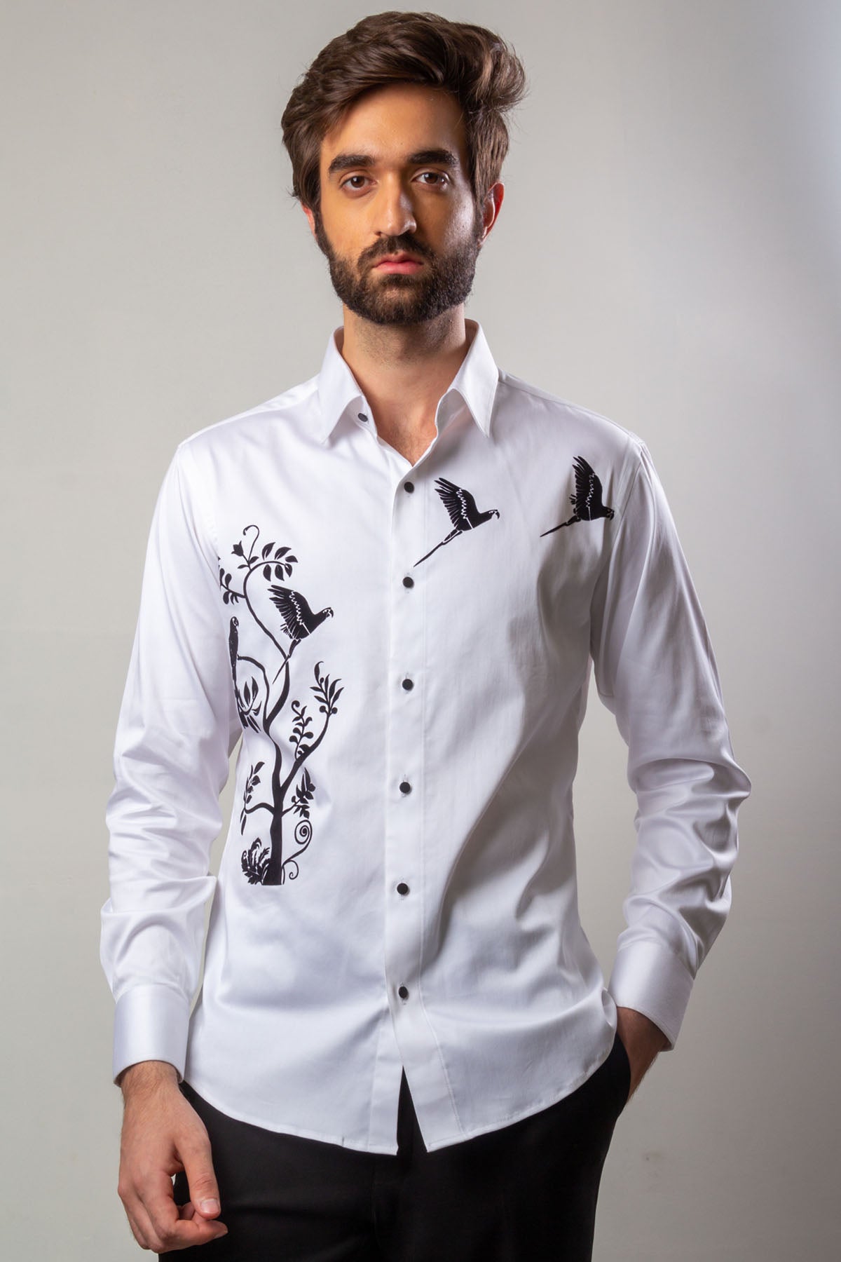 Hand Painted Parrot Shirt