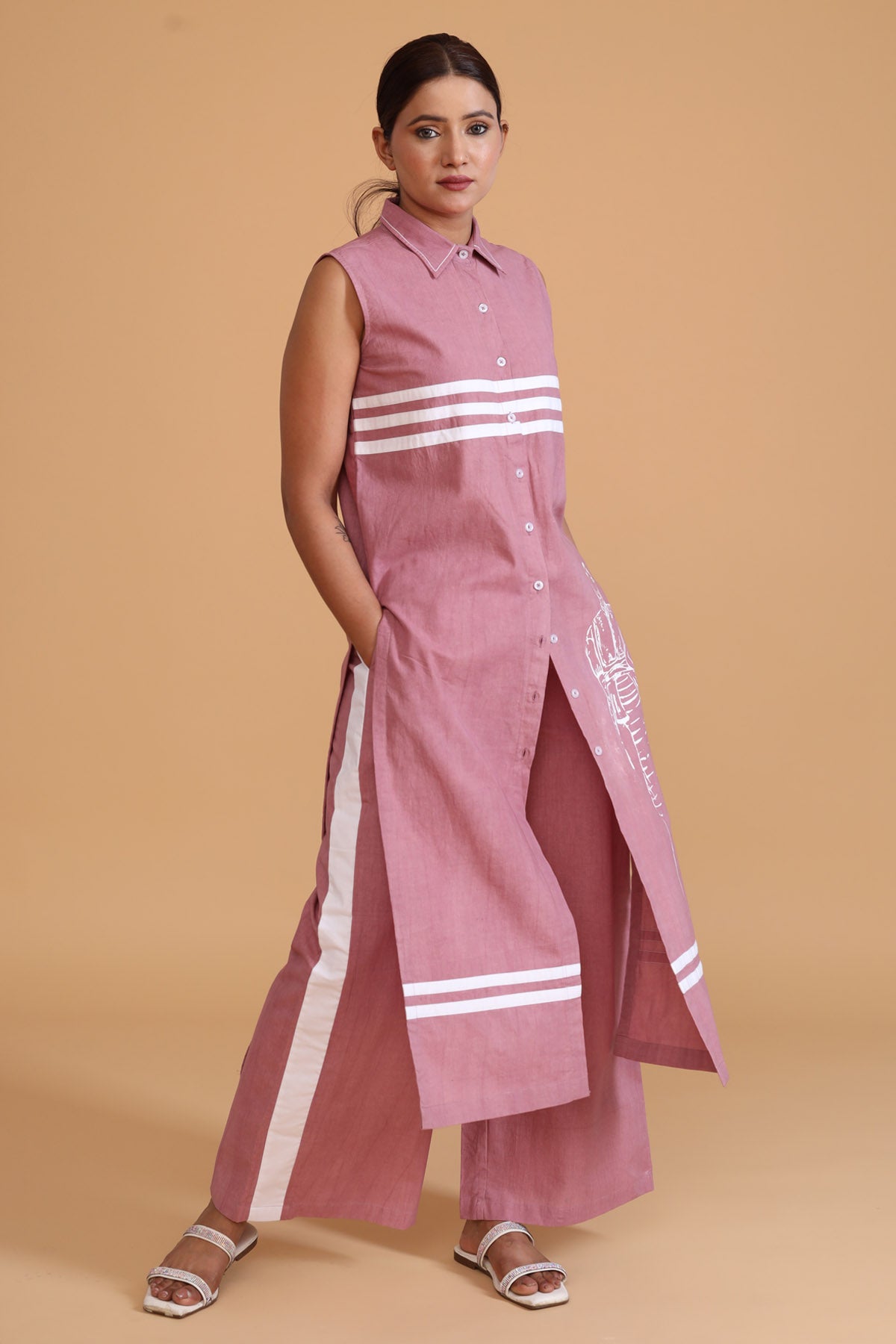 Hand Painted Stripe Tunic Set