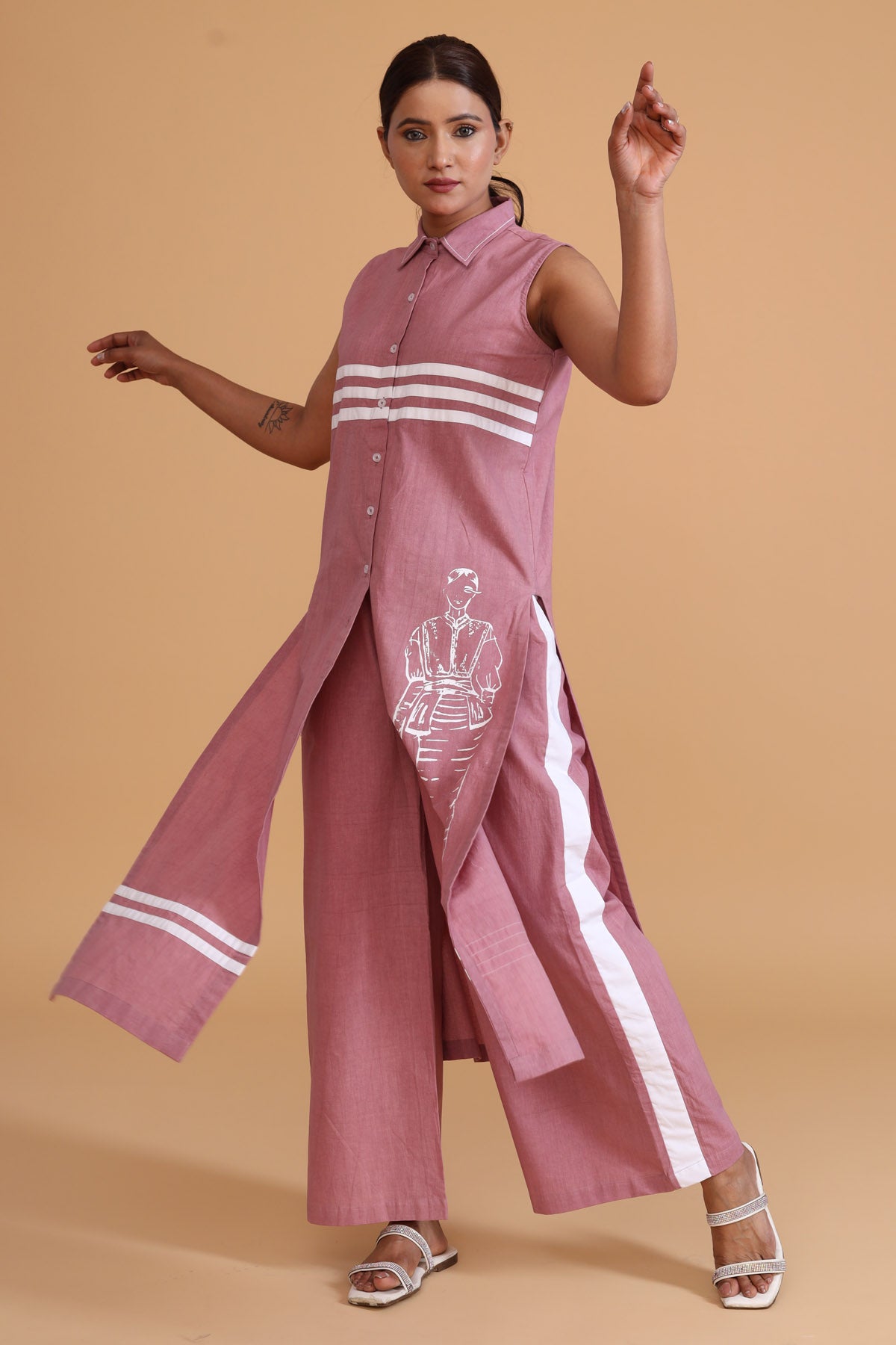 Hand Painted Stripe Tunic Set