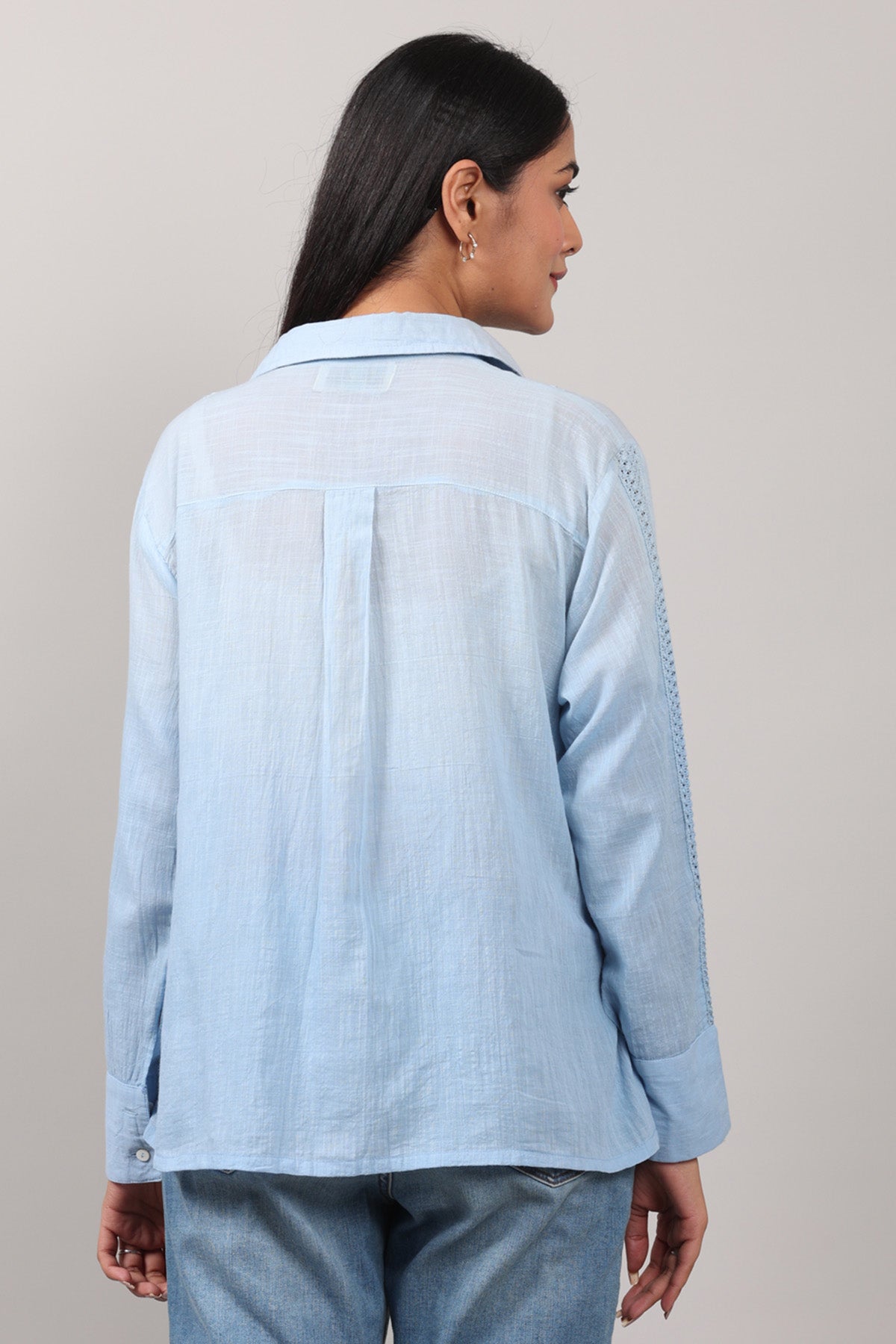 Hand Embroidered Blue Shirt
