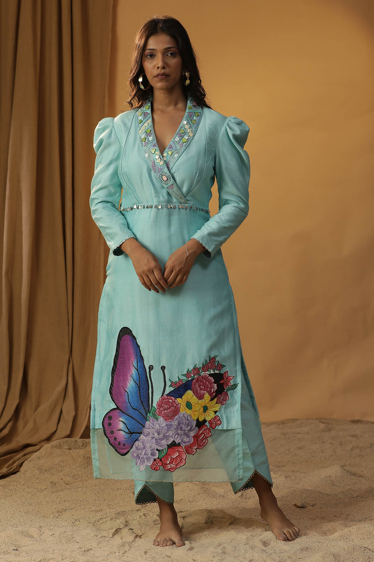 Hand Painted Blue Kurta Set