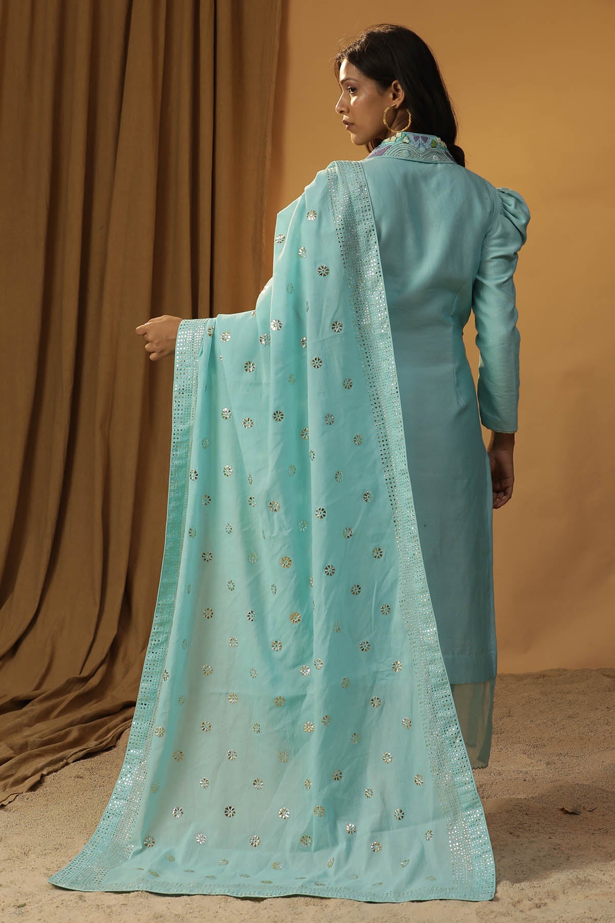 Hand Painted Blue Kurta Set