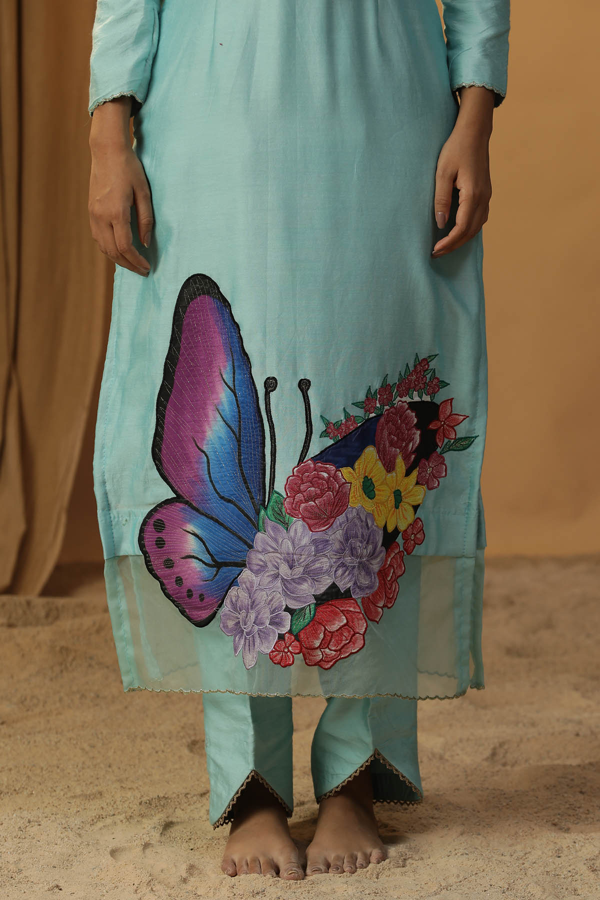 Hand Painted Blue Kurta Set