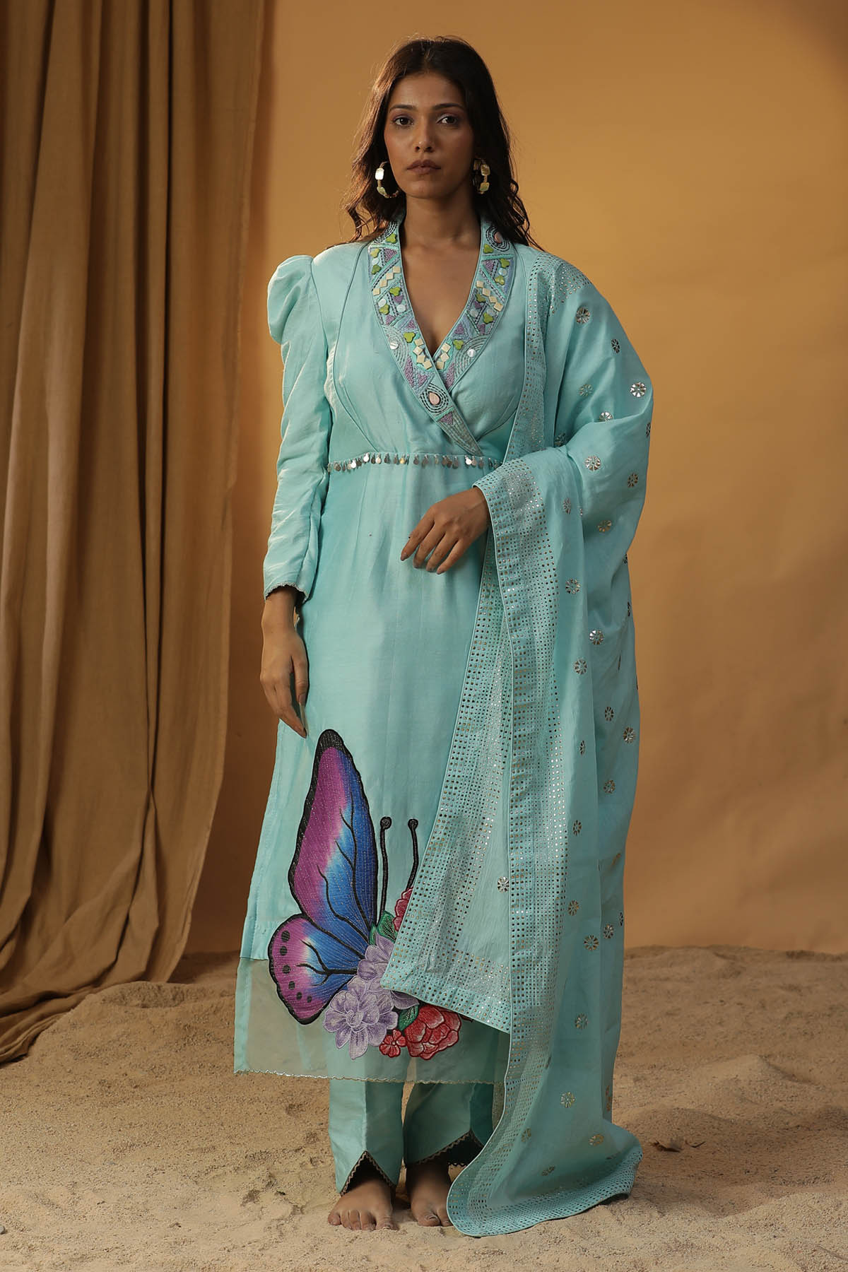 Arpita Sulakshana Hand Painted Blue Kurta Set for women online at ScrollnShops