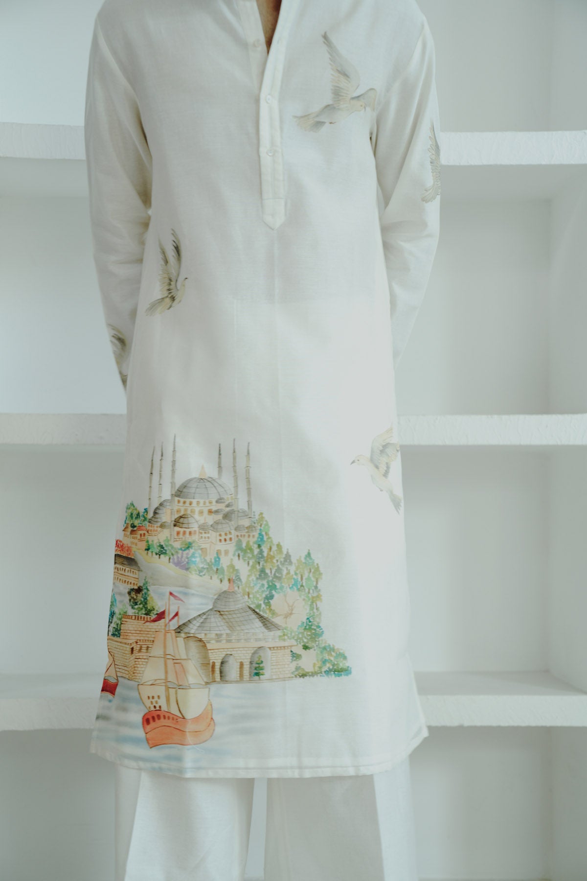 Hand Painted Ivory Kurta Set