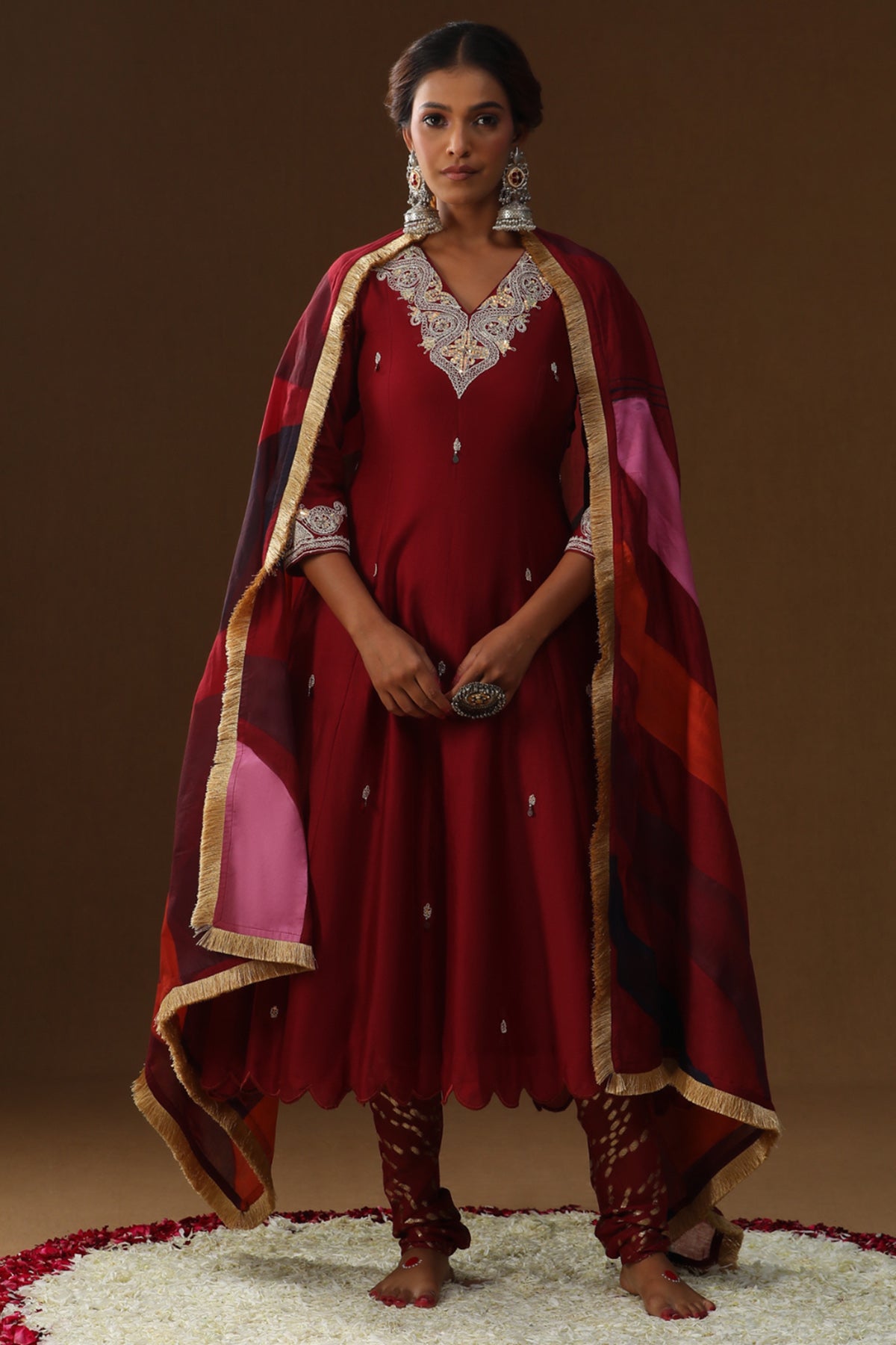 Buy Hand Painted Maroon Kurta Set for women by Arpita Sulakshana online available at scrollnshops