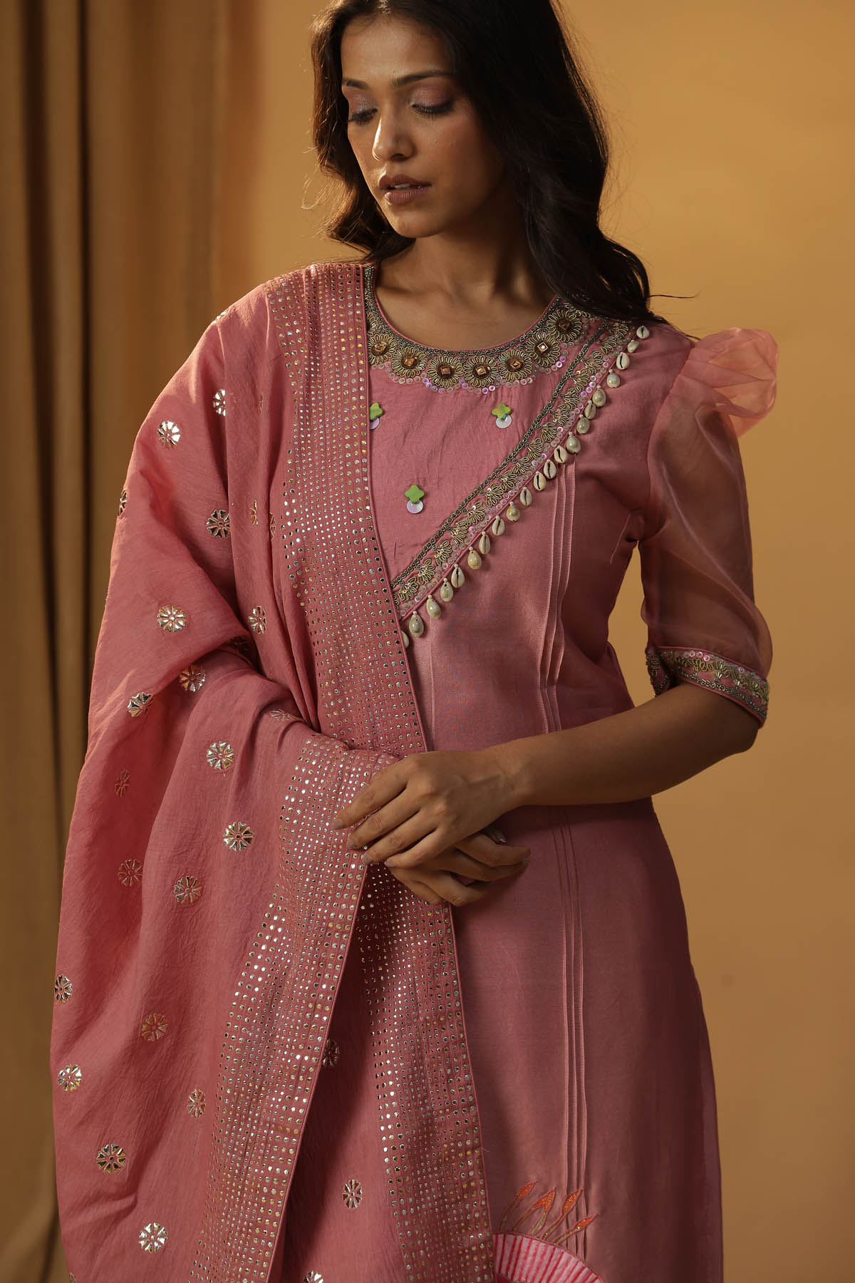 Hand Painted Pink Kurta Set