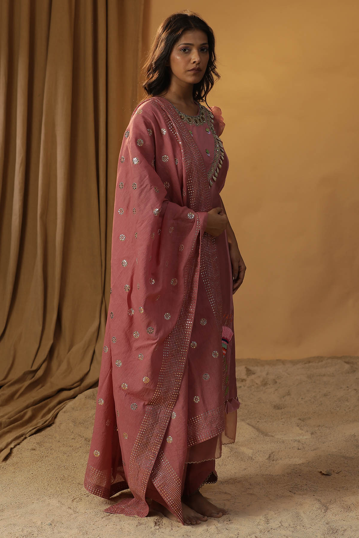 Hand Painted Pink Kurta Set