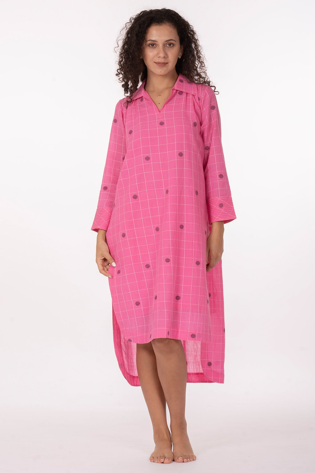 Hand Woven Cotton Pink Dress