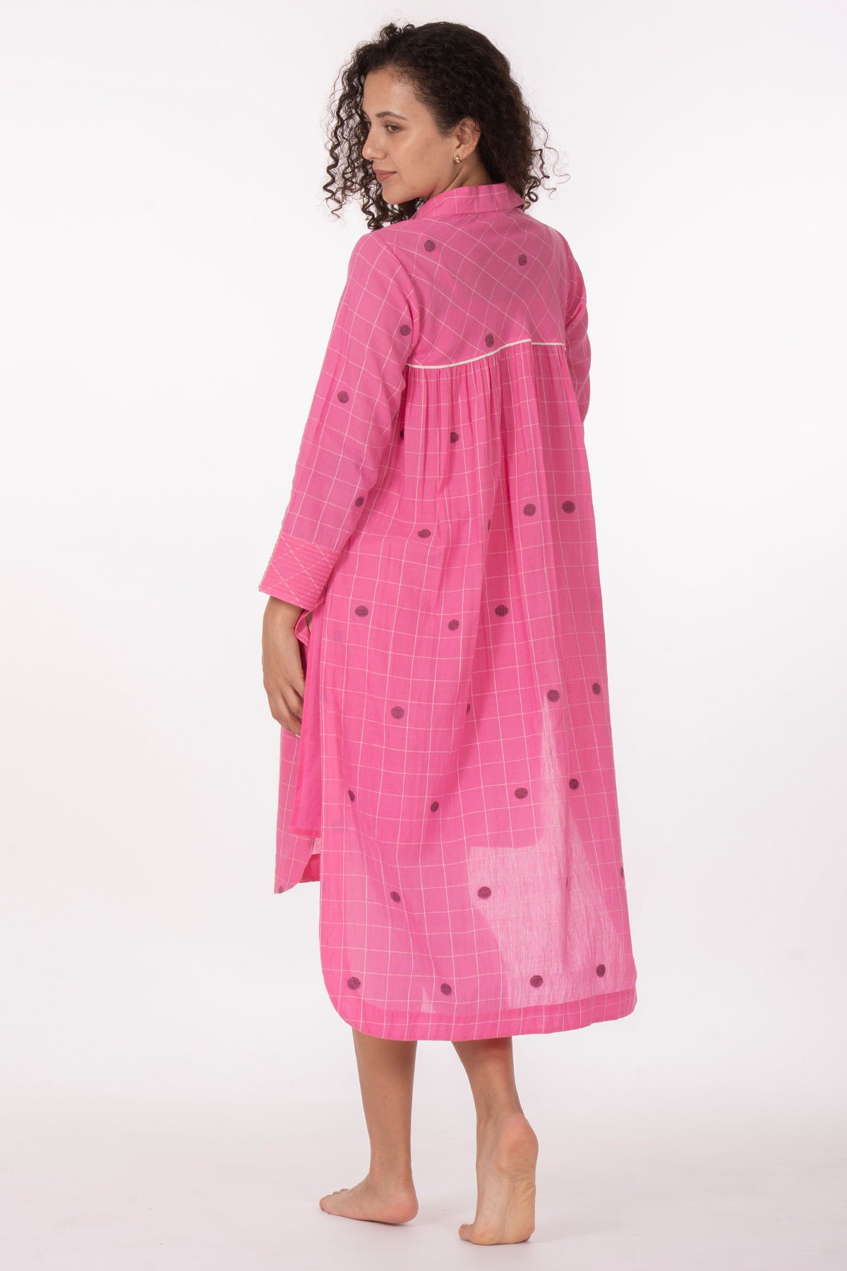 Hand Woven Cotton Pink Dress