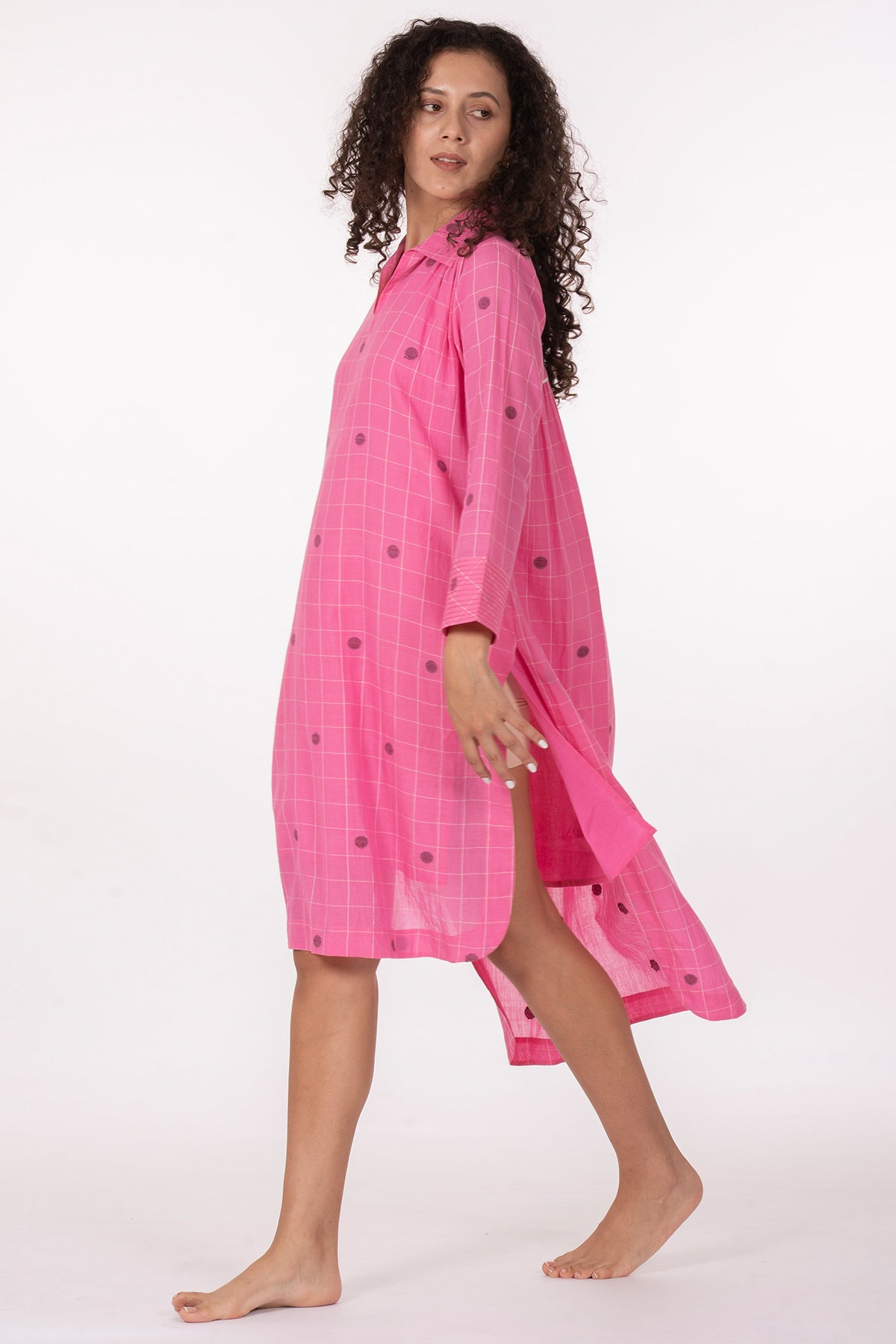 Hand Woven Cotton Pink Dress
