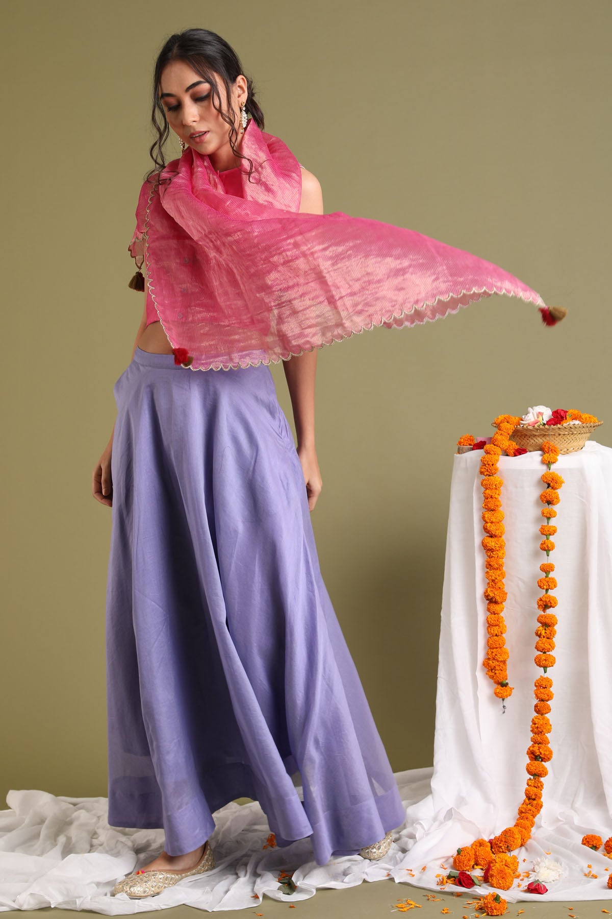 Handloom Flared Lehenga Set