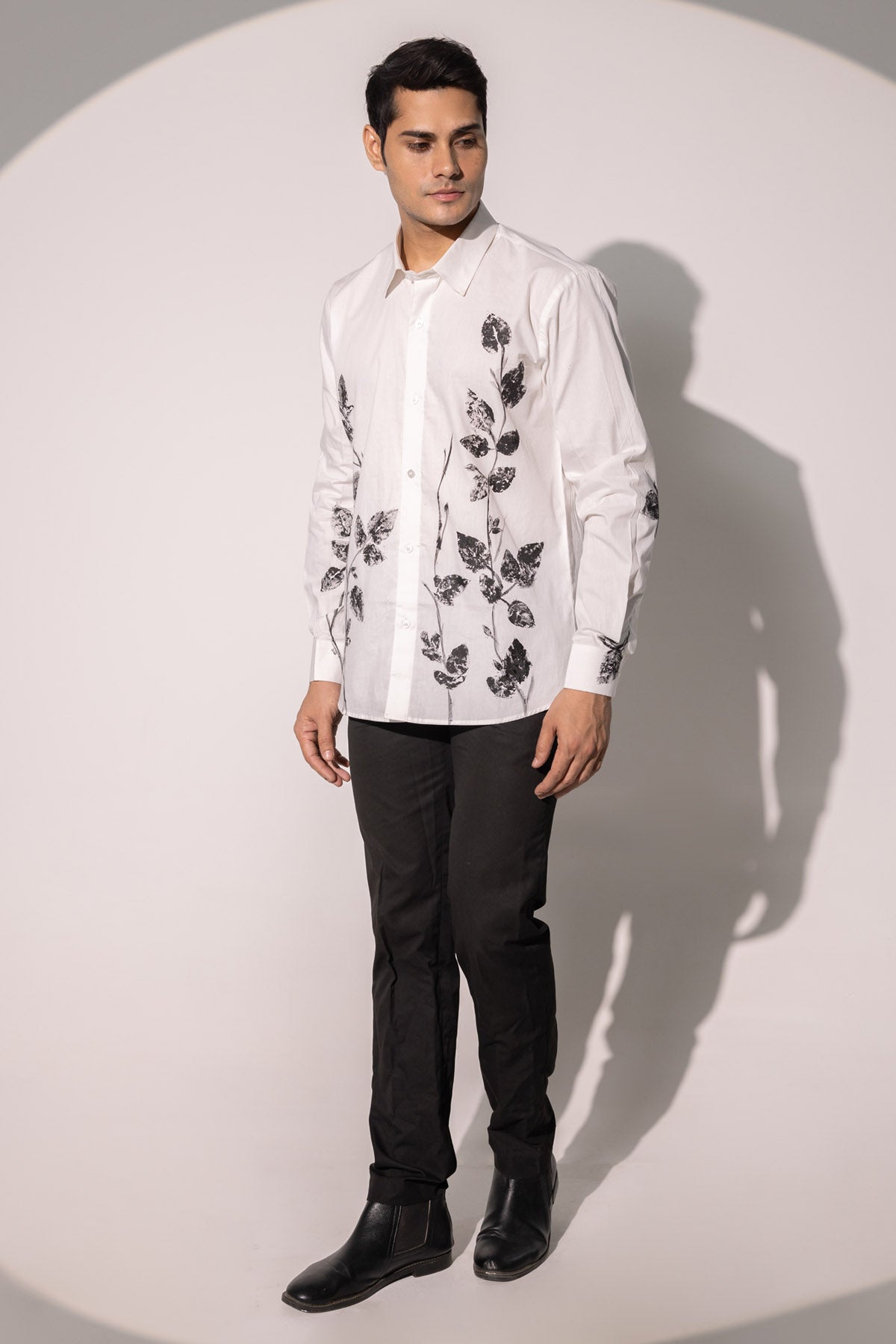 Handpainted Leaf Cotton Shirt
