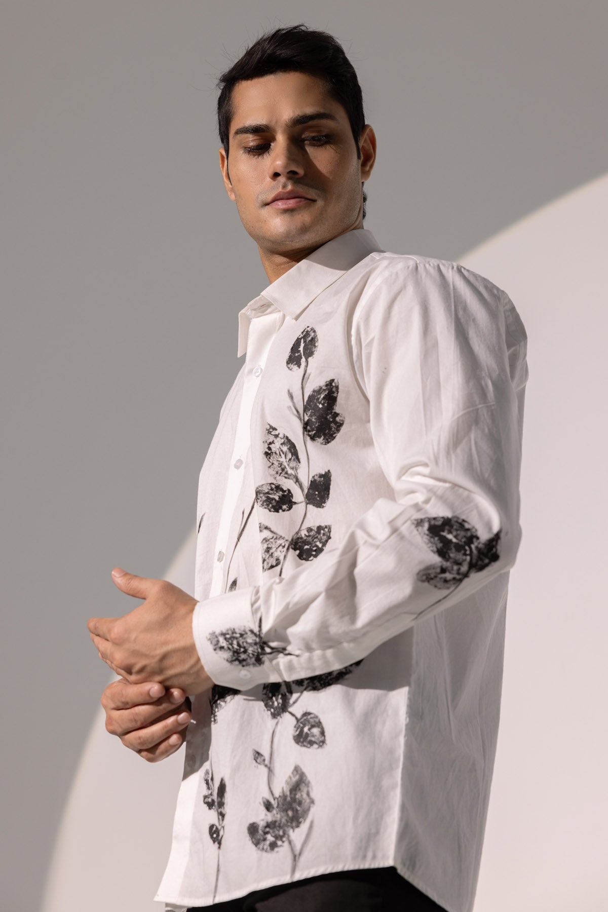 Handpainted Leaf Cotton Shirt