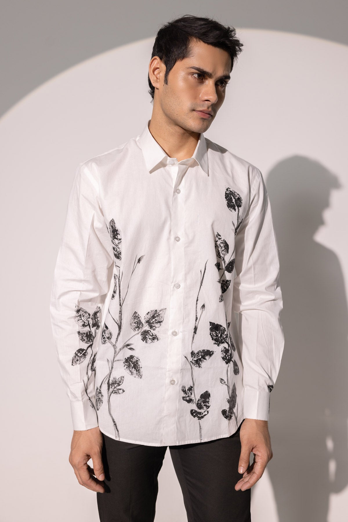 Handpainted Leaf Cotton Shirt