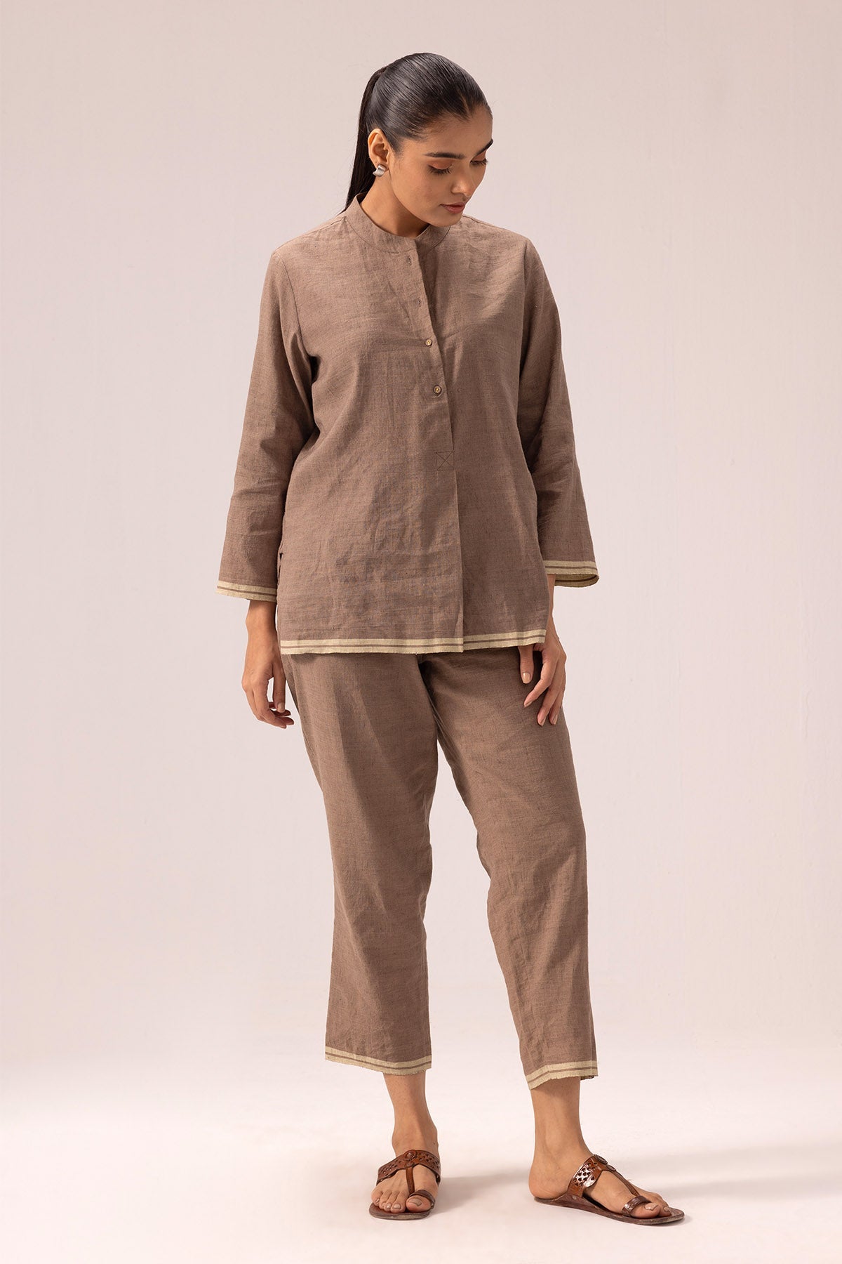 Buy Handwoven 100% Linen Co-ord Set By Label Shreya Sharma For Women Online at ScrollnShops