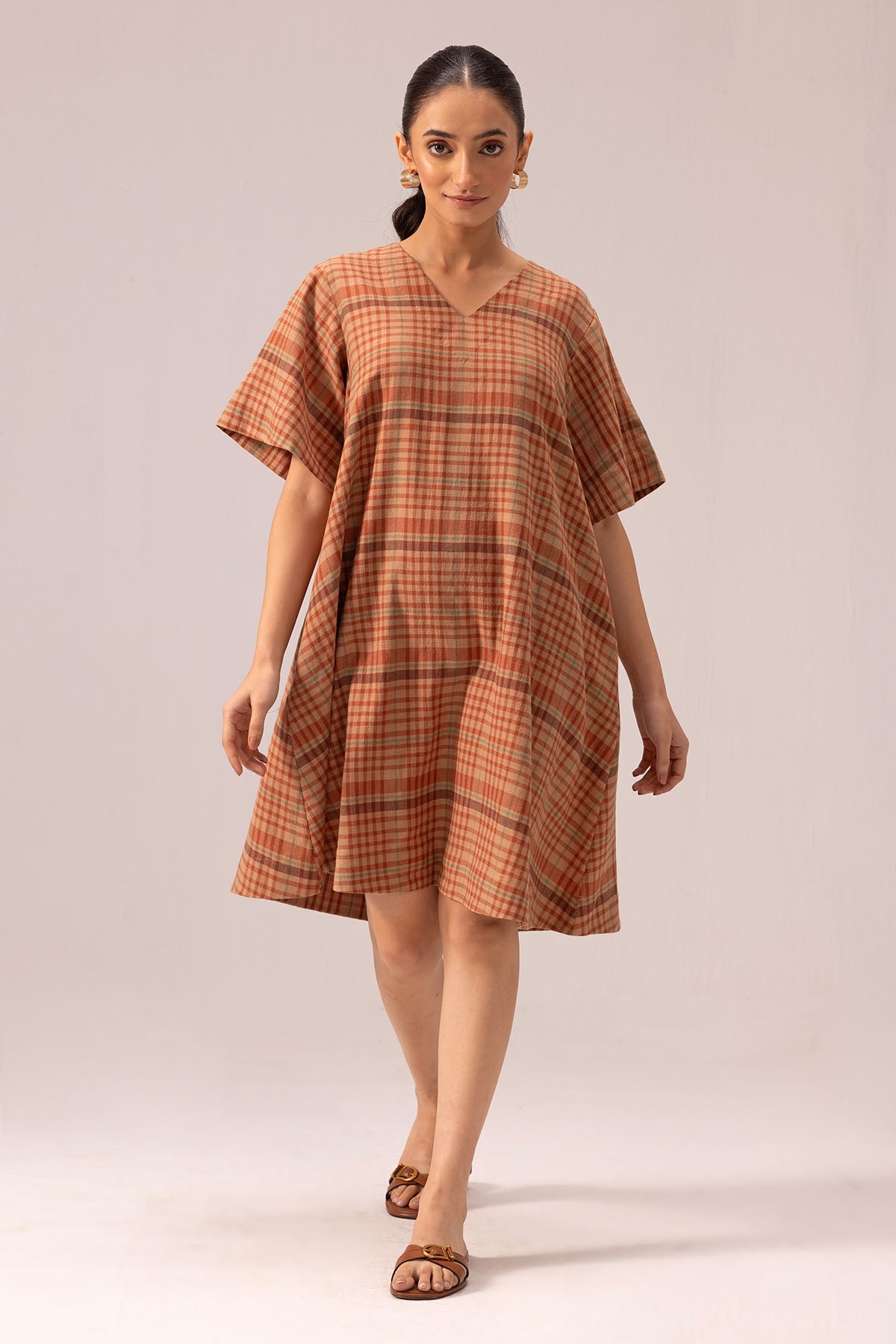 Buy Handwoven Cotton Brown Dress By Label Shreya Sharma For Women Online at ScrollnShops