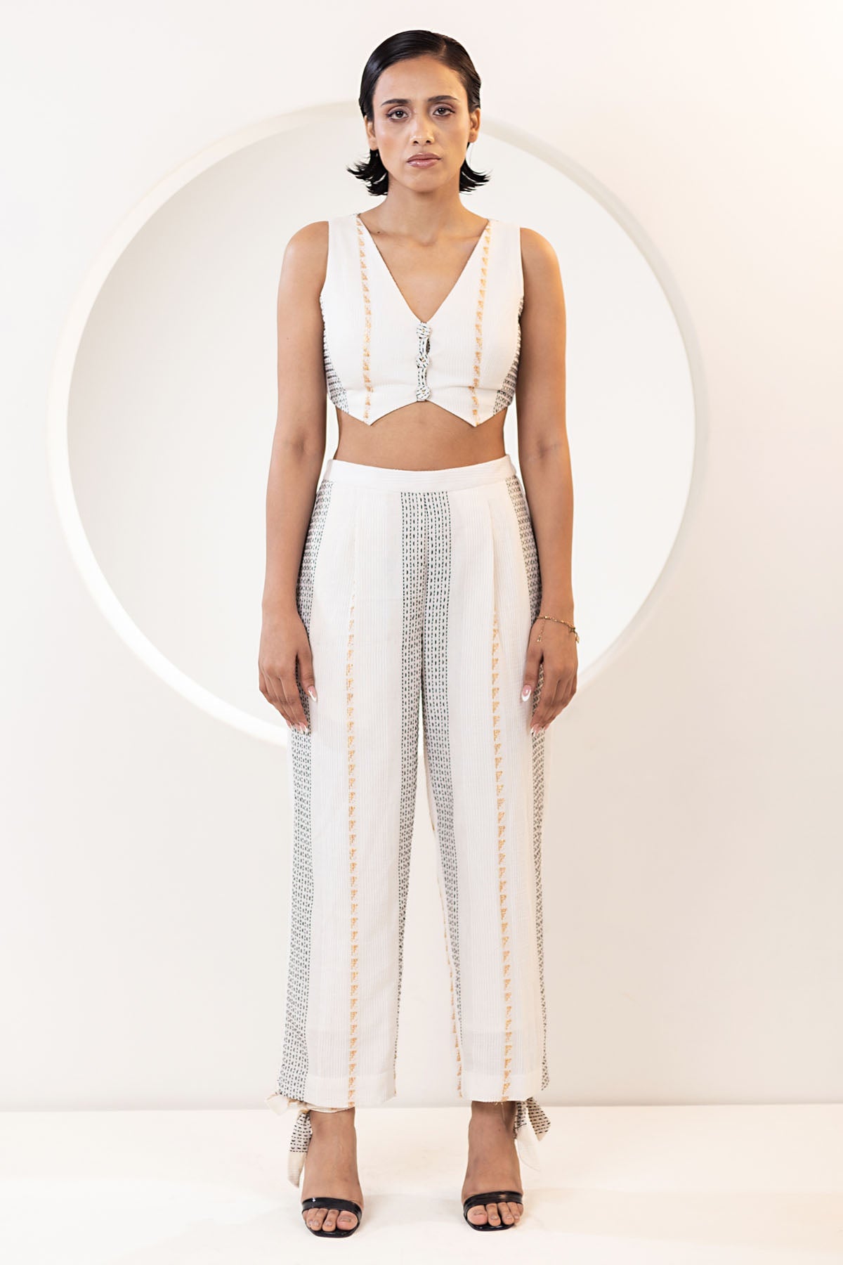 Designer Kusmi Comfy Chic: Ivory Cotton Pants For Women at ScrollnShops