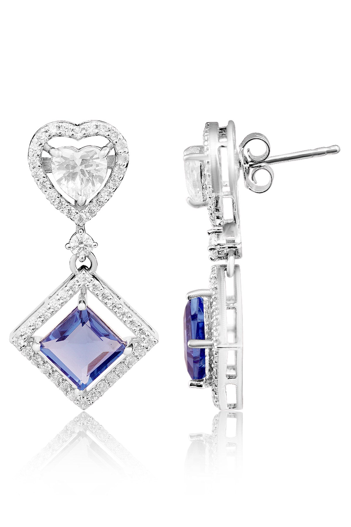 Heart & Aqua Drop Earrings