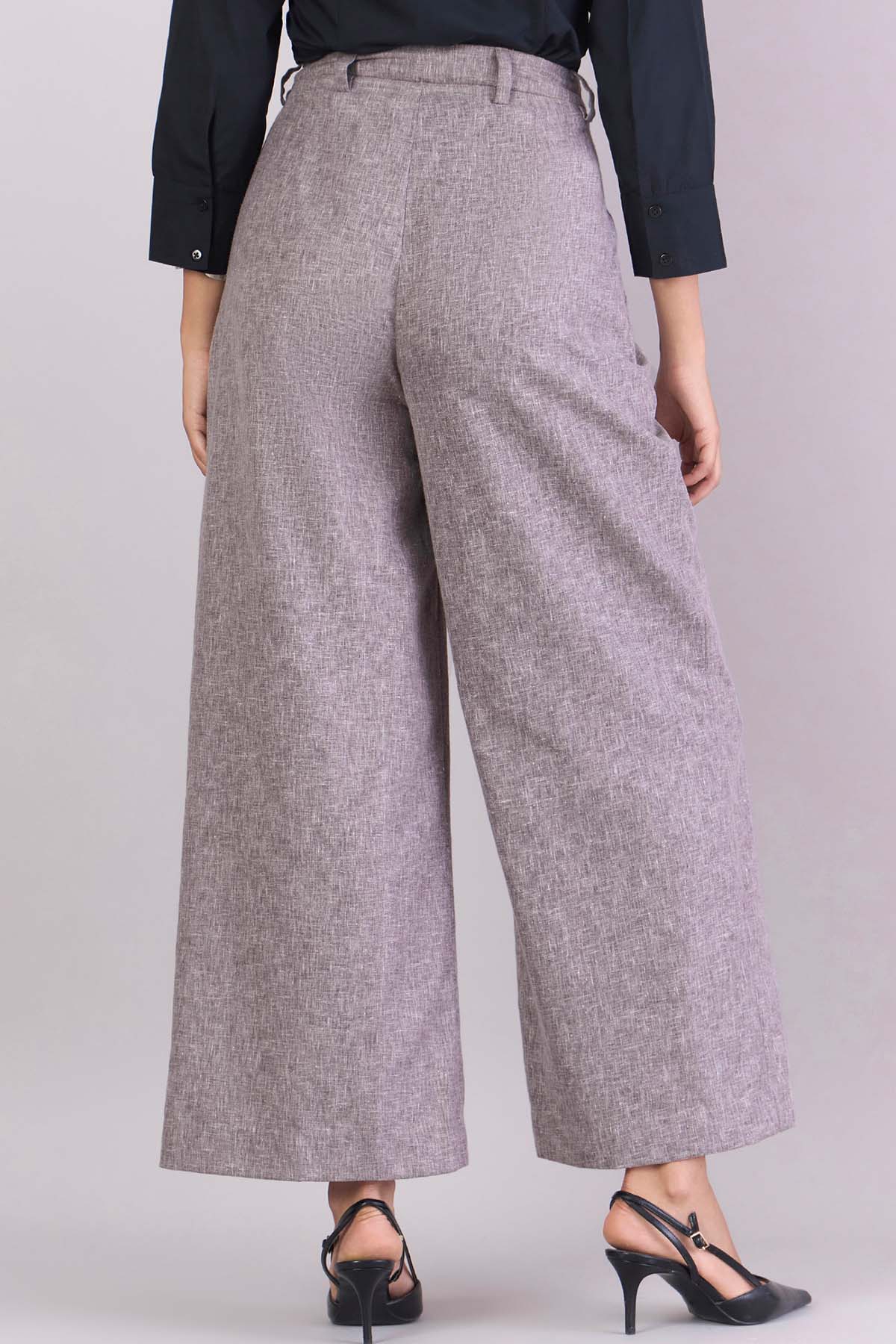 High-Waist Pleated Grey Trousers