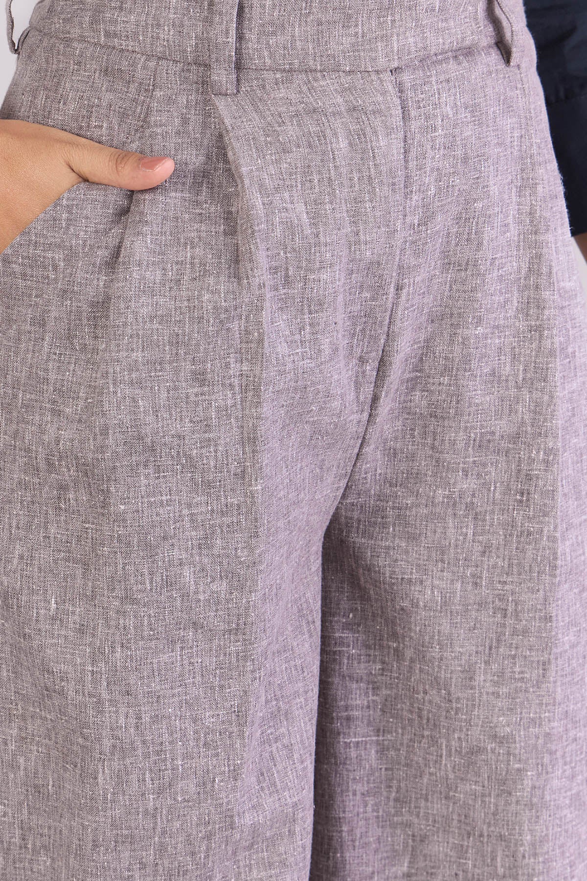 High-Waist Pleated Grey Trousers