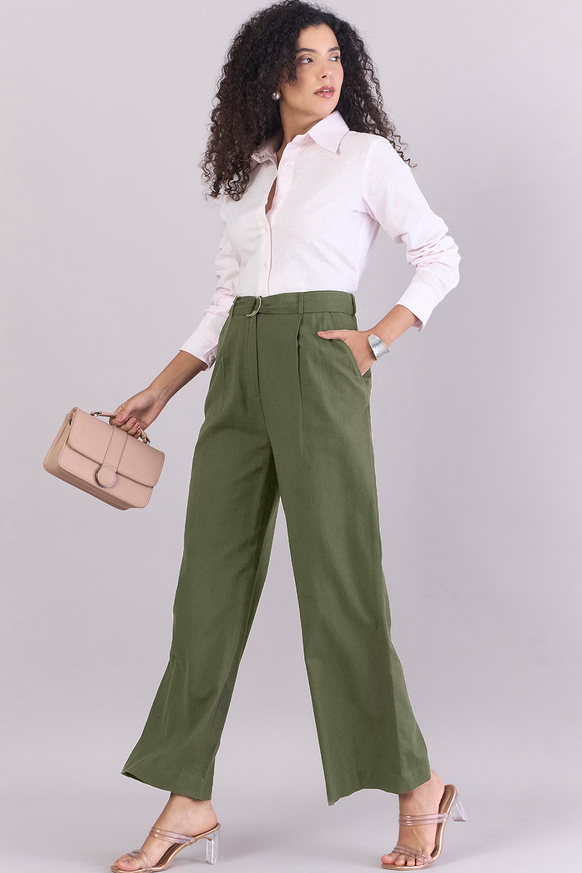 High-Waisted Wide-Leg Trousers