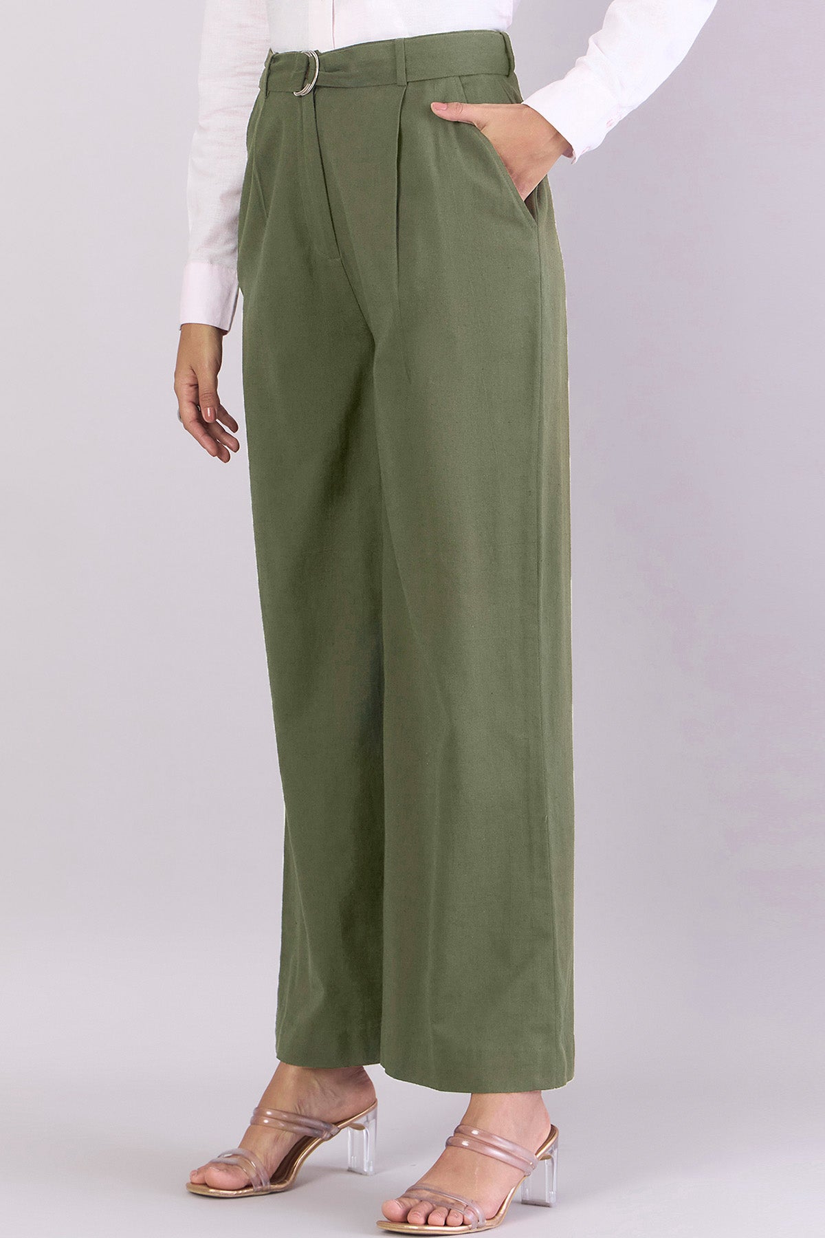 High-Waisted Wide-Leg Trousers
