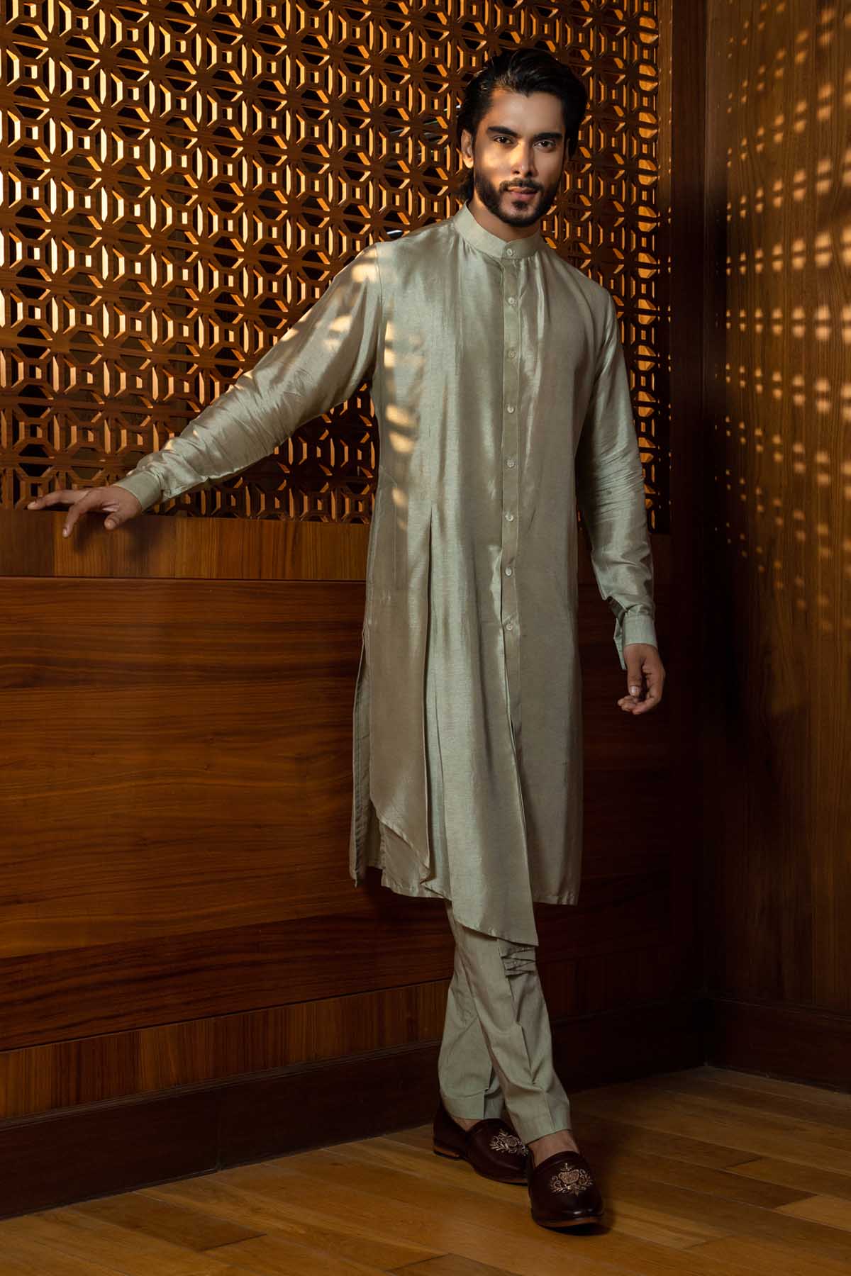 High Collar Jacket & Kurta Set
