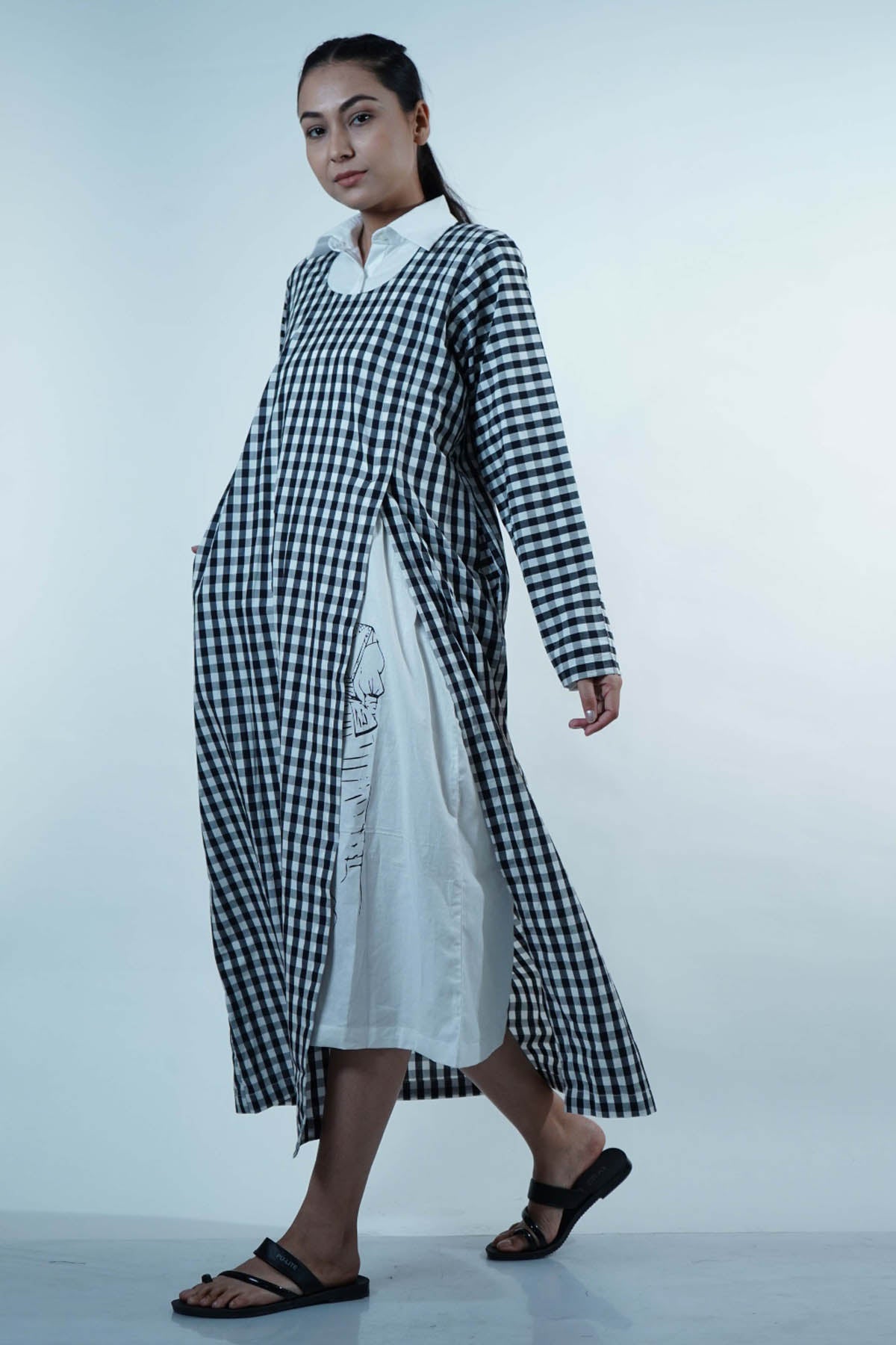 High Slit Dress With Scarf