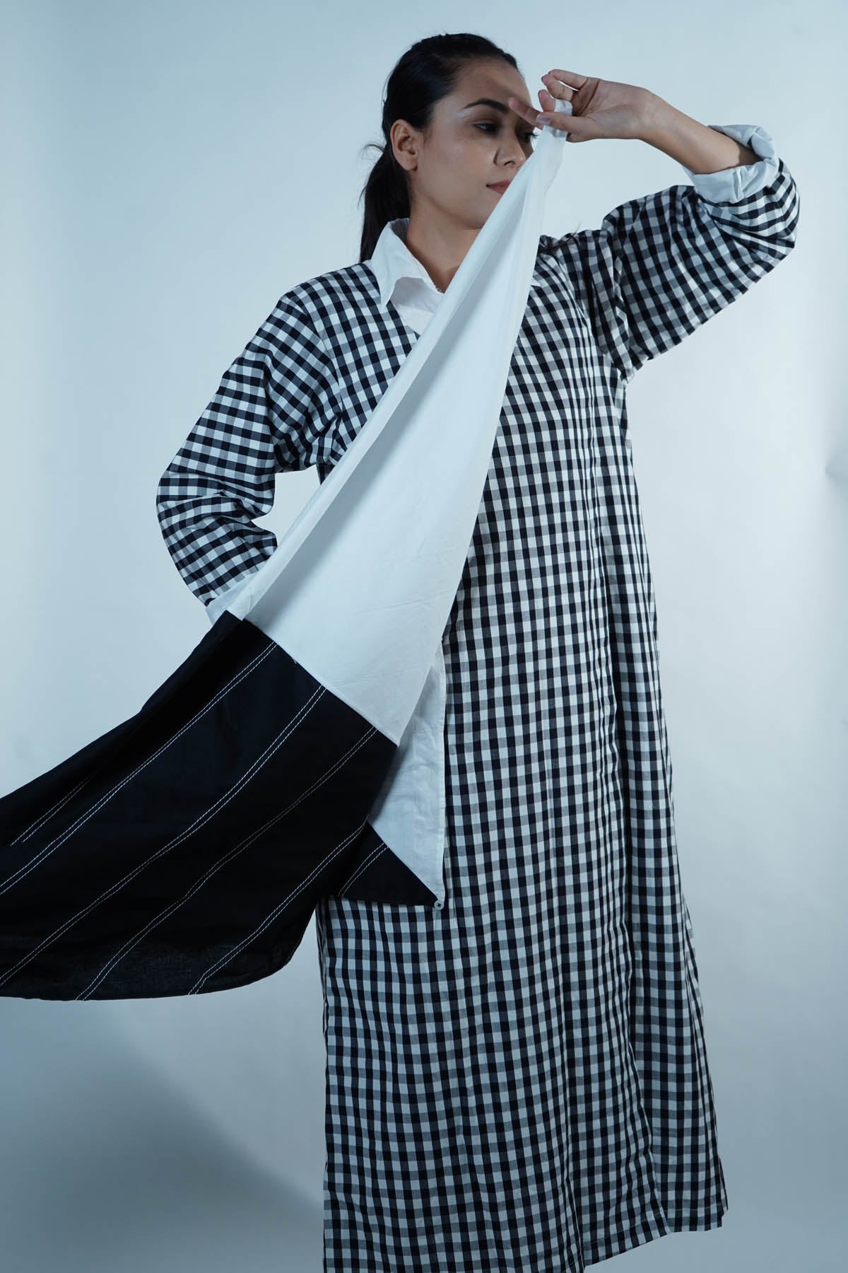 Buy Jaza High Slit Dress With Scarf For Women Available online at ScrollnShops