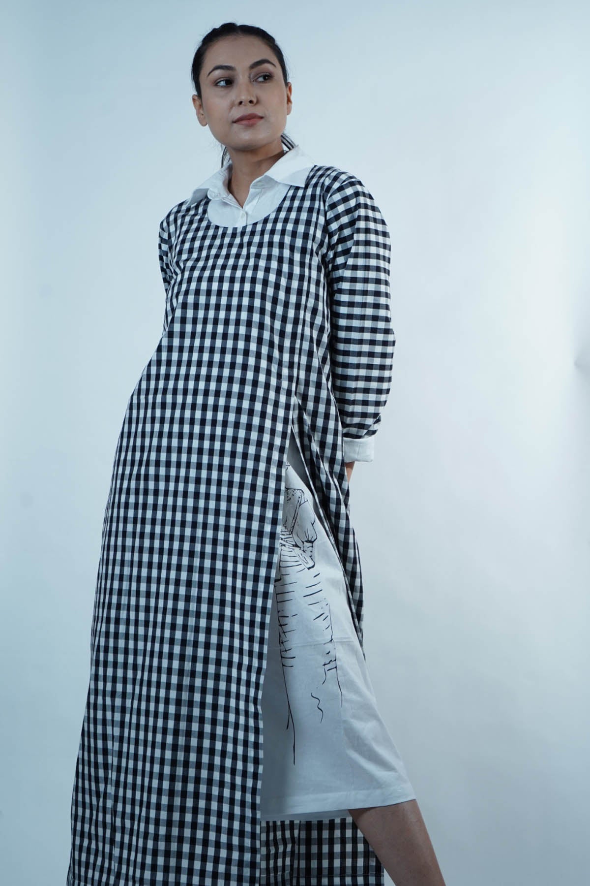 High Slit Dress With Scarf