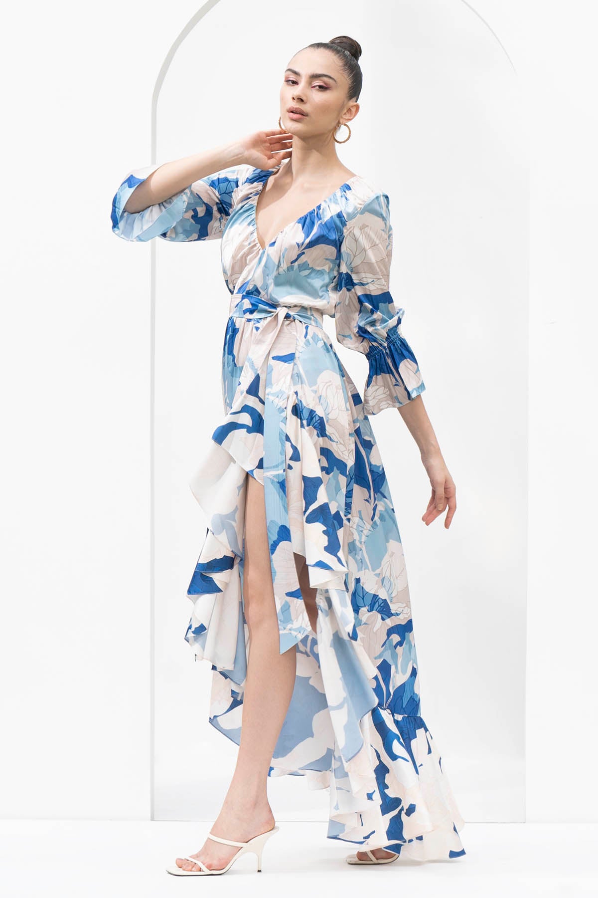 High Slited Printed Dress