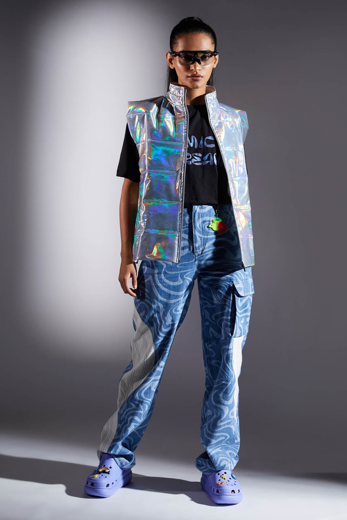 Holographic Metallic Gilet for women