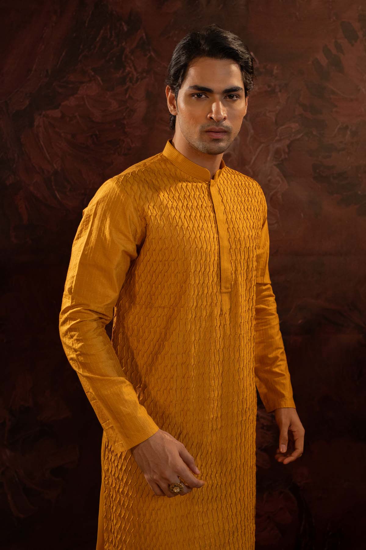 Honey Pintuck Cotton Silk Kurta Set