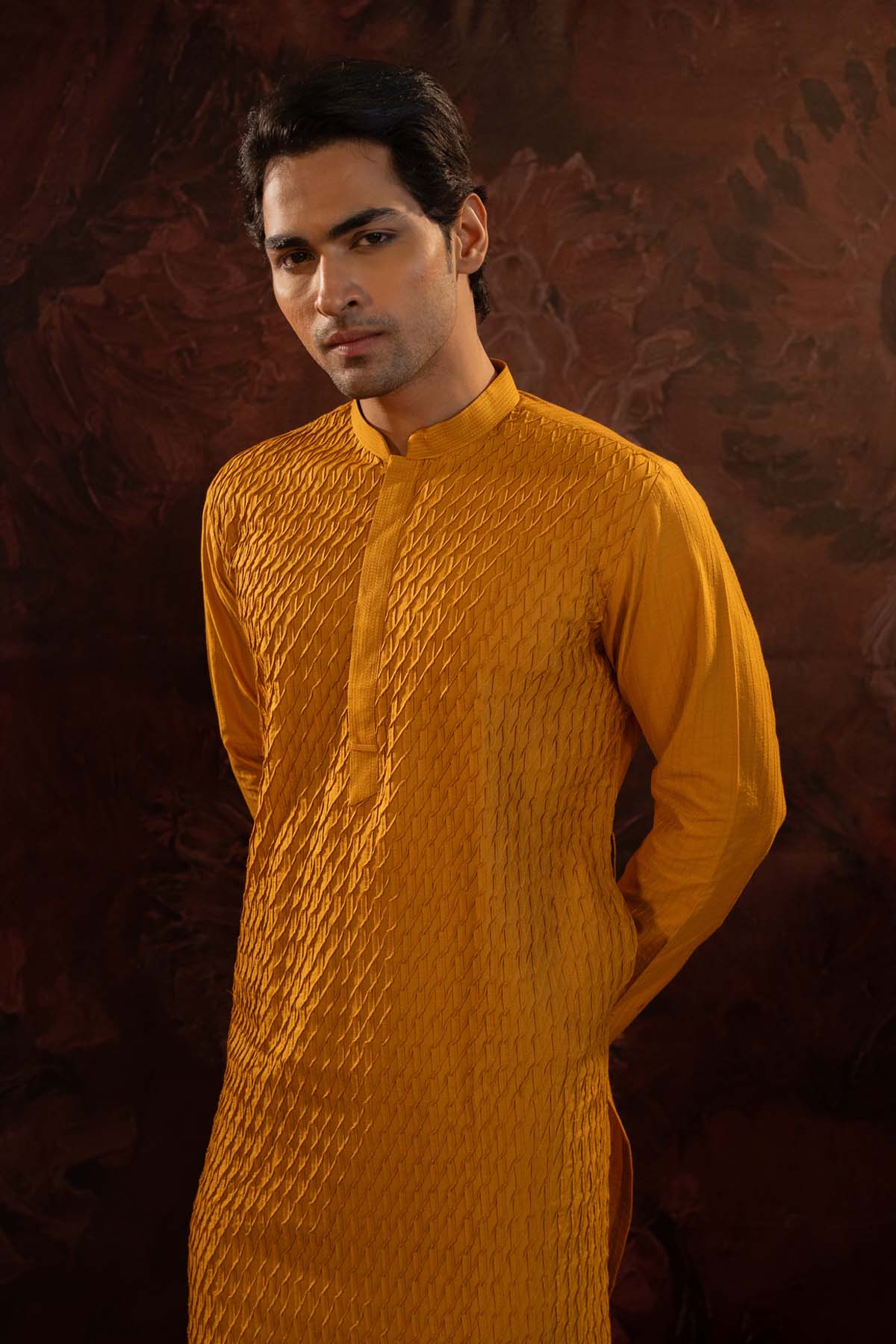 Honey Pintuck Cotton Silk Kurta Set