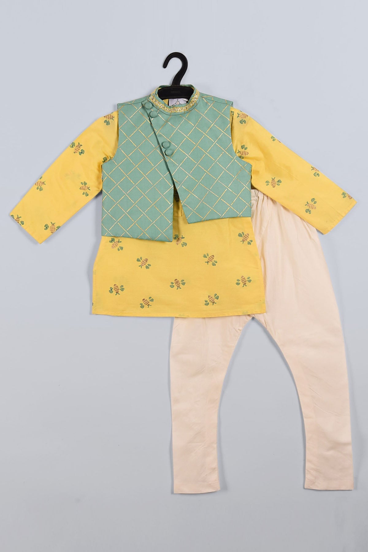 Designer Little Brats Honey Bee Printed Kurta Set For Kids Available online at ScrollnShops