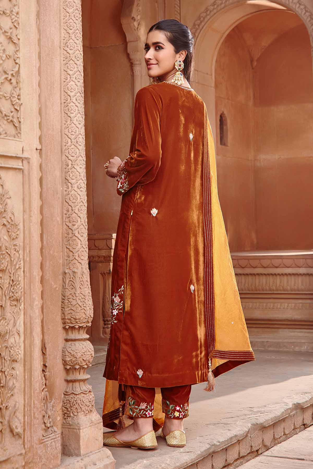 Honey Gold Embroidered Kurta Set