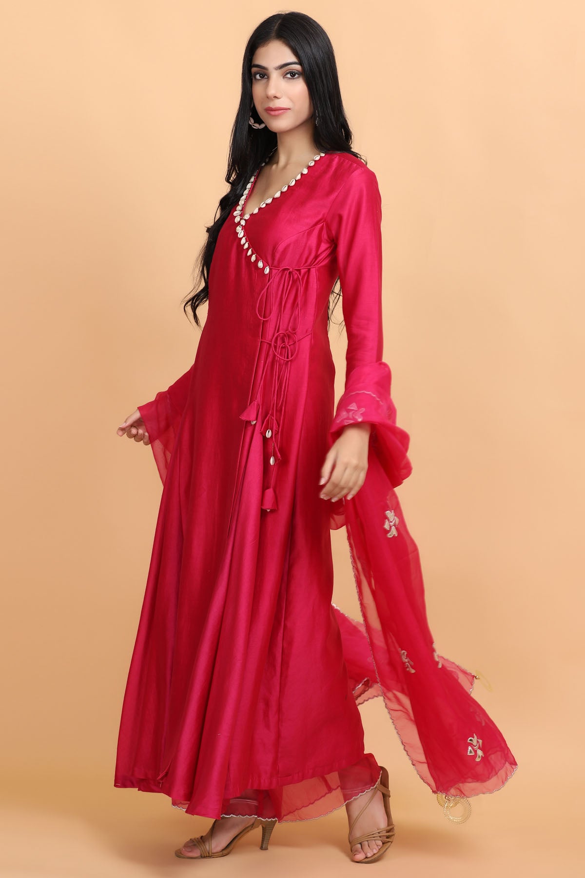 Hot Pink Cowrie Angrakha Set