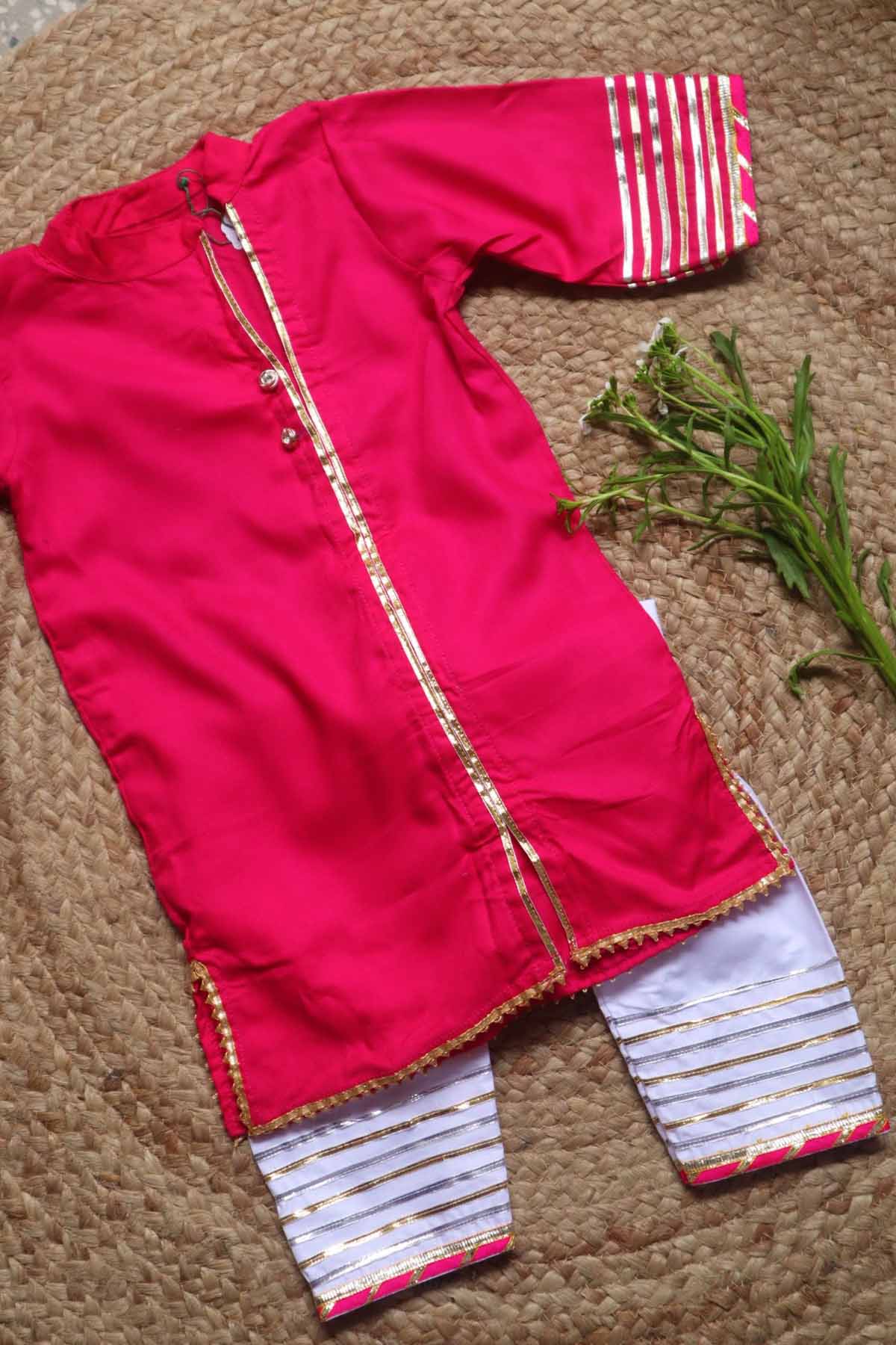 Hot Pink Embellished Kurta Set