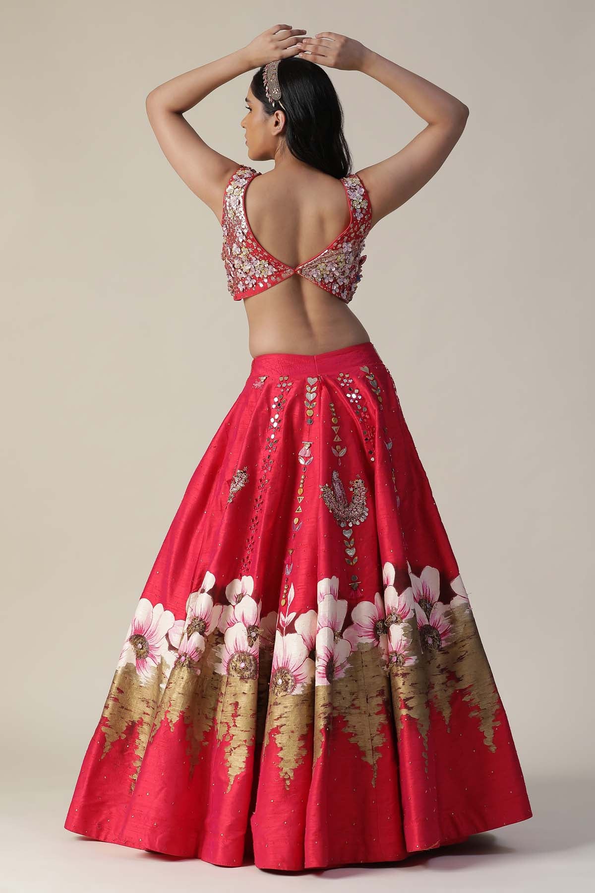 Hot Pink Embroidered Lehenga Set